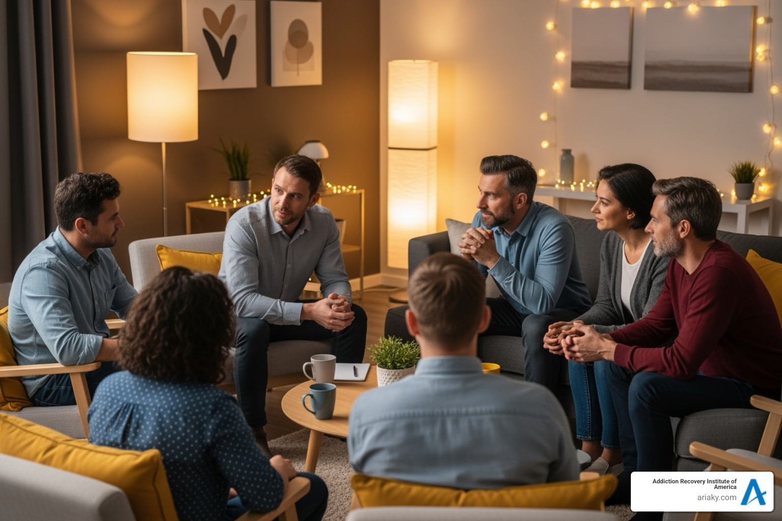 A diverse group of people sitting in a circle, engaged in conversation and supporting each other, symbolizing a peer support meeting - drug recovery Lexington A diverse group of people sitting in a circle, engaged in conversation and supporting each other, symbolizing a peer support meeting - drug recovery Lexington