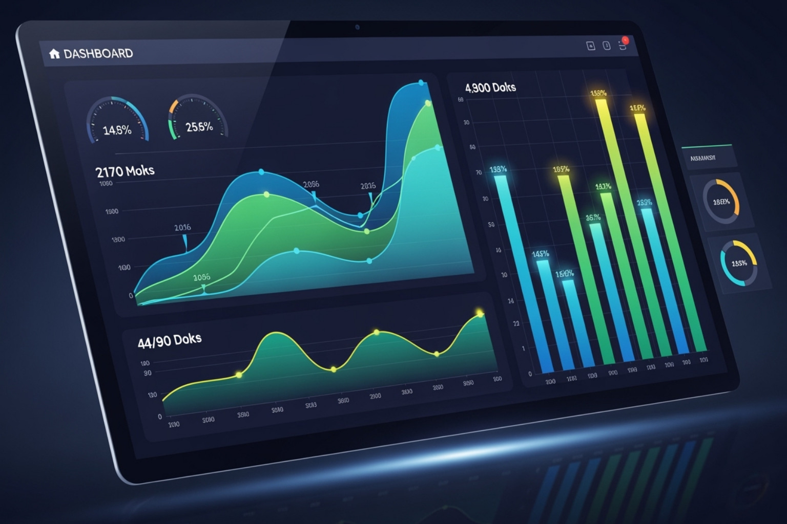 A vibrant performance dashboard displaying charts and graphs showing significant positive growth in organic traffic, keyword rankings, and conversion rates over time - White label content creation