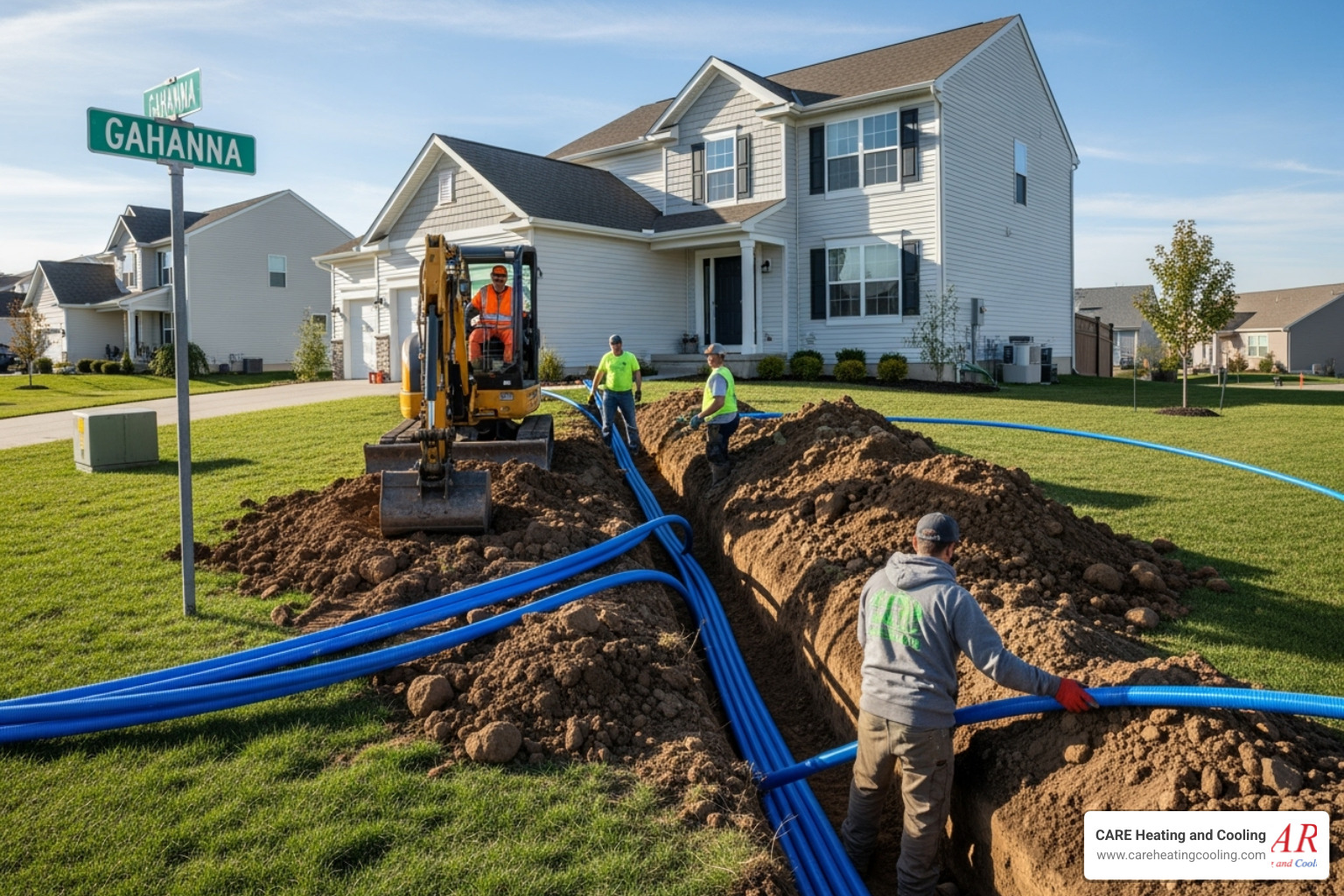diagram showing horizontal and vertical ground loops - geothermal service gahanna