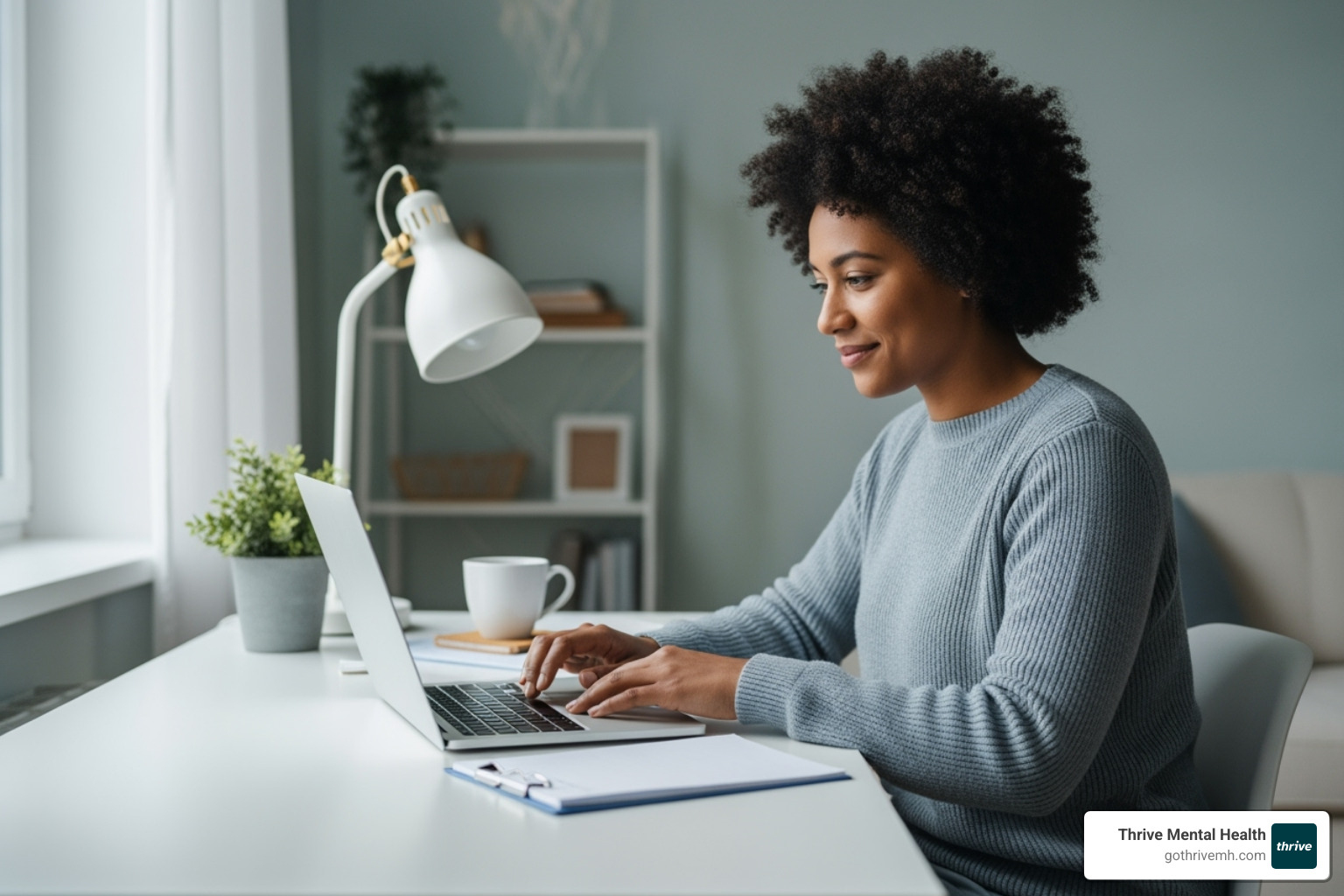 a person on a laptop verifying their insurance benefits online - Outpatient mental health Tampa
