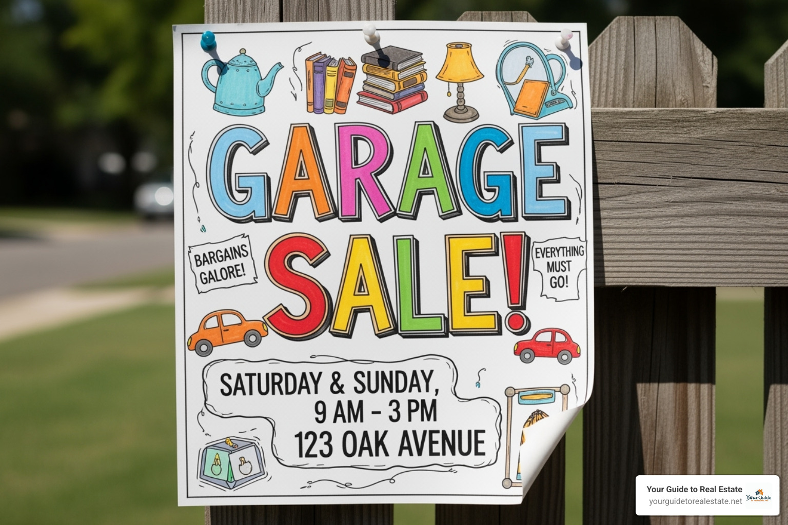 Comparison of legible sans-serif fonts versus illegible script fonts on a flyer - garage sale flyer