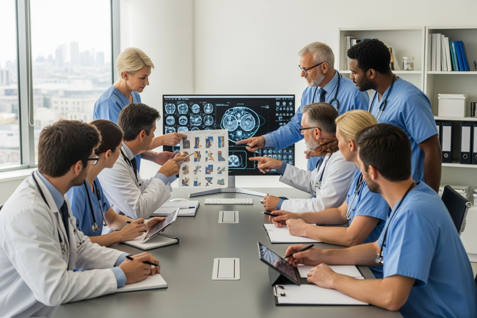 A diverse team of healthcare professionals collaborating to create a personalized treatment plan for a patient with chronic pain - What helps chronic pain?