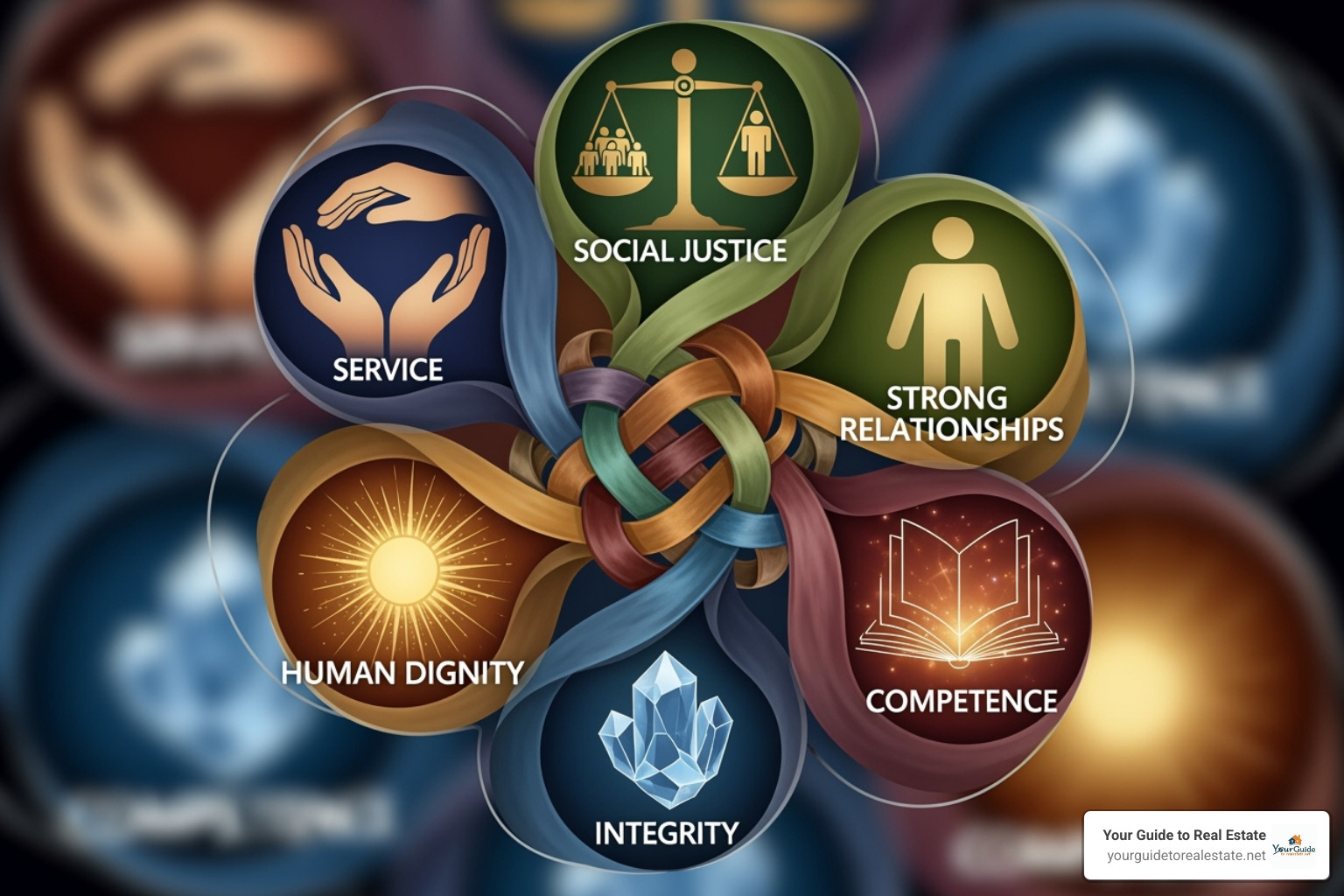 Word cloud of the six core values of social work - social work code of ethics