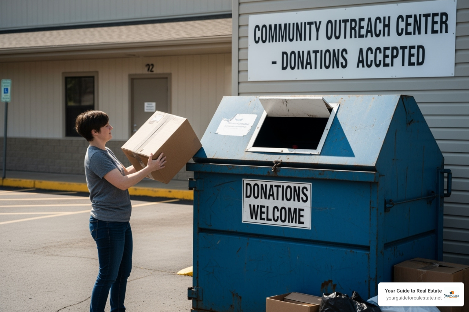 person dropping off box at donation center - what not to sell at garage sale