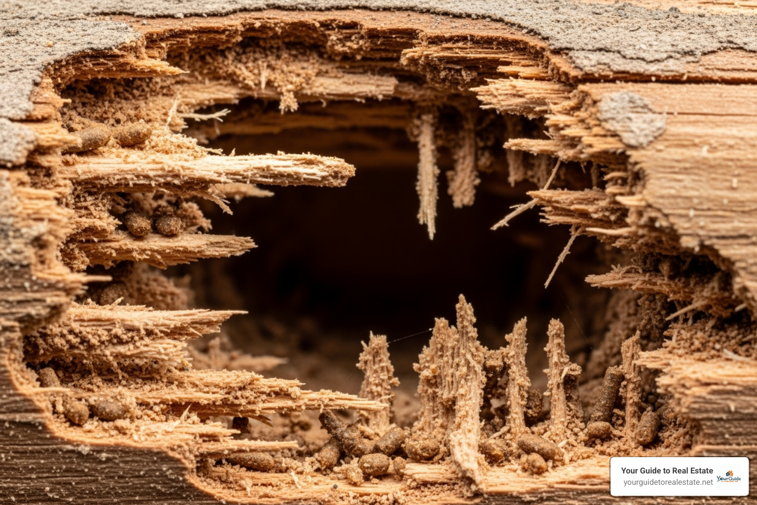 termite damage on wooden beam - things that fail a home inspection