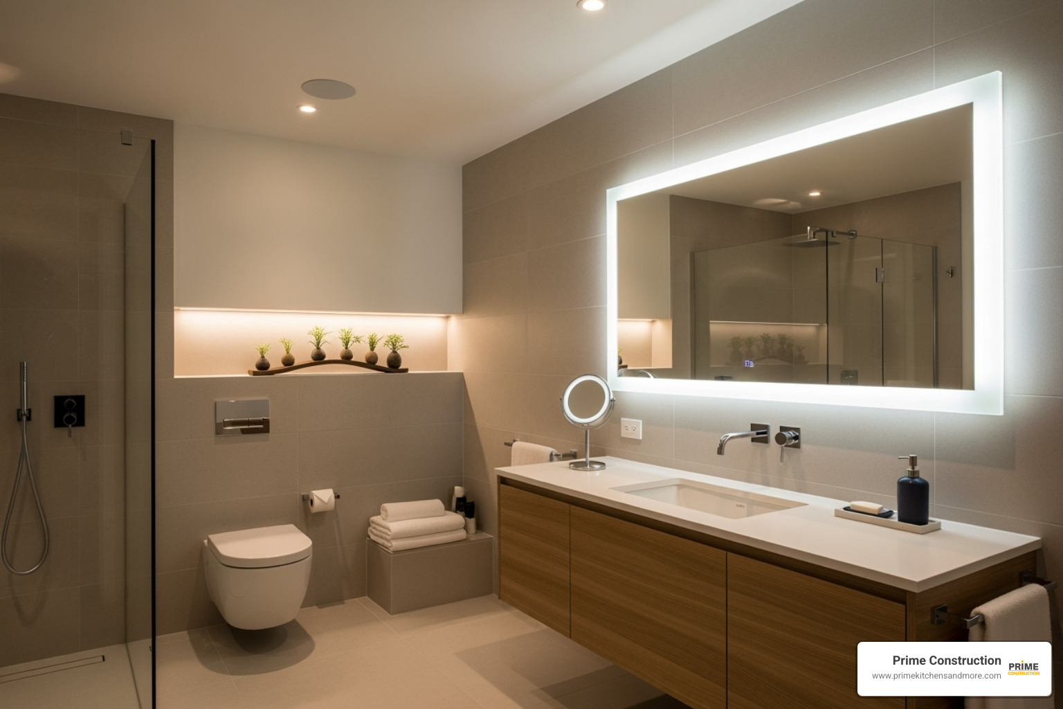 illustration of the three layers of light in a bathroom - Warm white bathroom