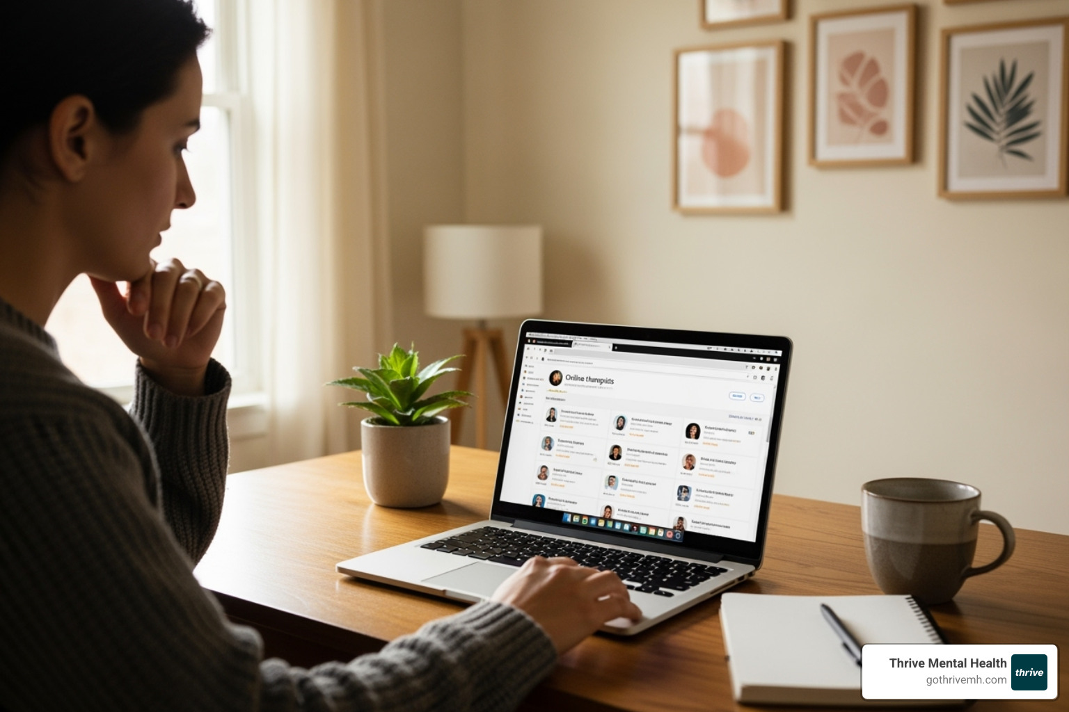 A person using a laptop to search for therapists online - mental health evaluation Florida