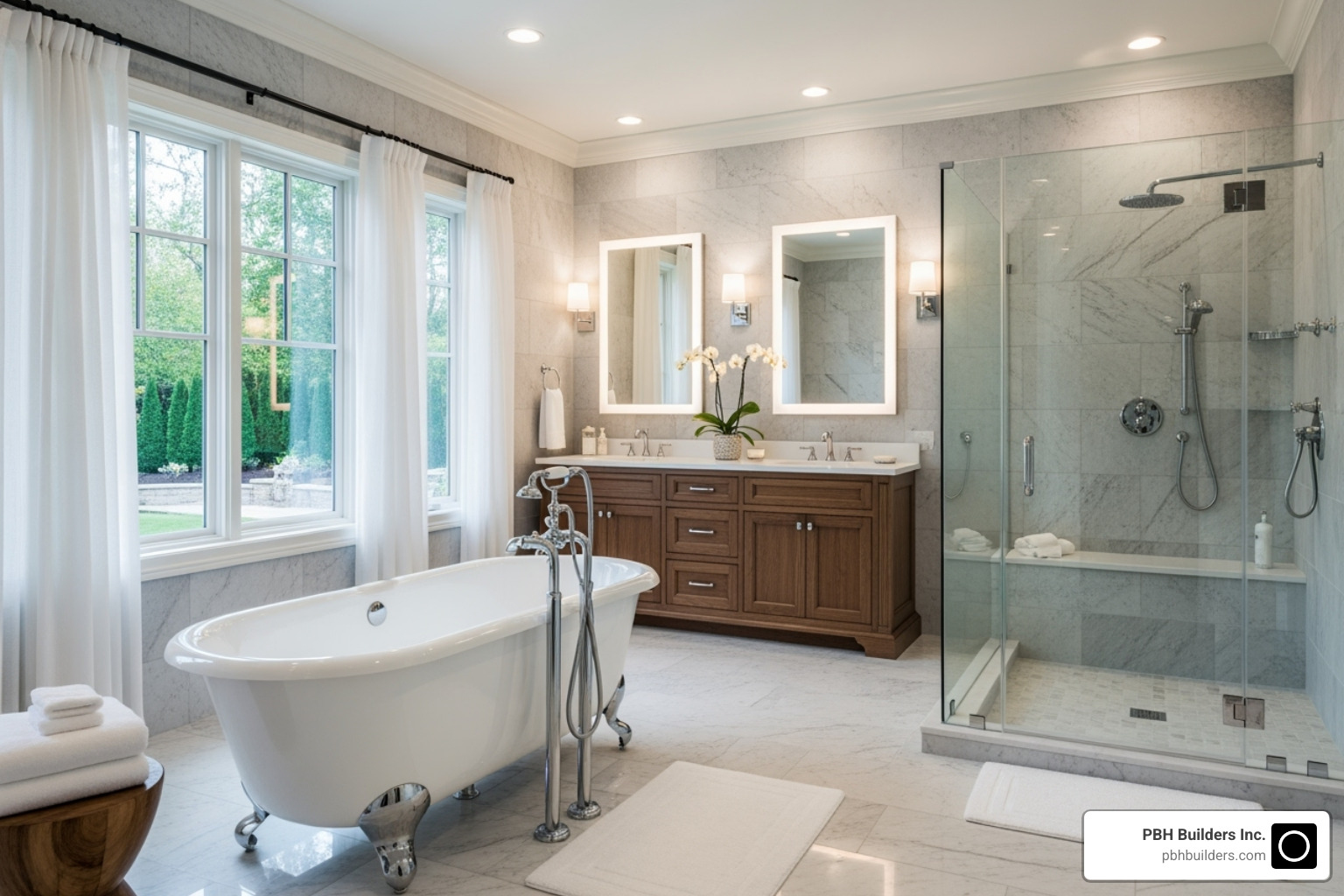 a luxurious bathroom with a freestanding tub and walk-in shower - bathroom and kitchen remodeling in chula vista a luxurious bathroom with a freestanding tub and walk-in shower - bathroom and kitchen remodeling in chula vista