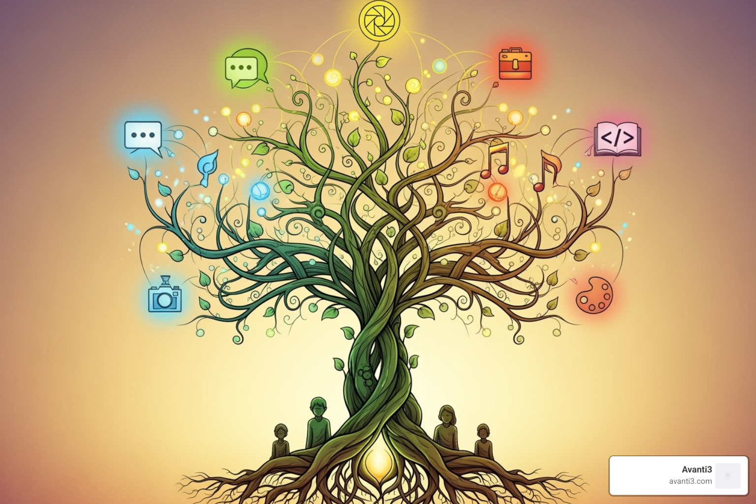 A stylized image of a new community growing from a single seed, with initial members and content forming the roots and branches. - building successful online communities A stylized image of a new community growing from a single seed, with initial members and content forming the roots and branches. - building successful online communities