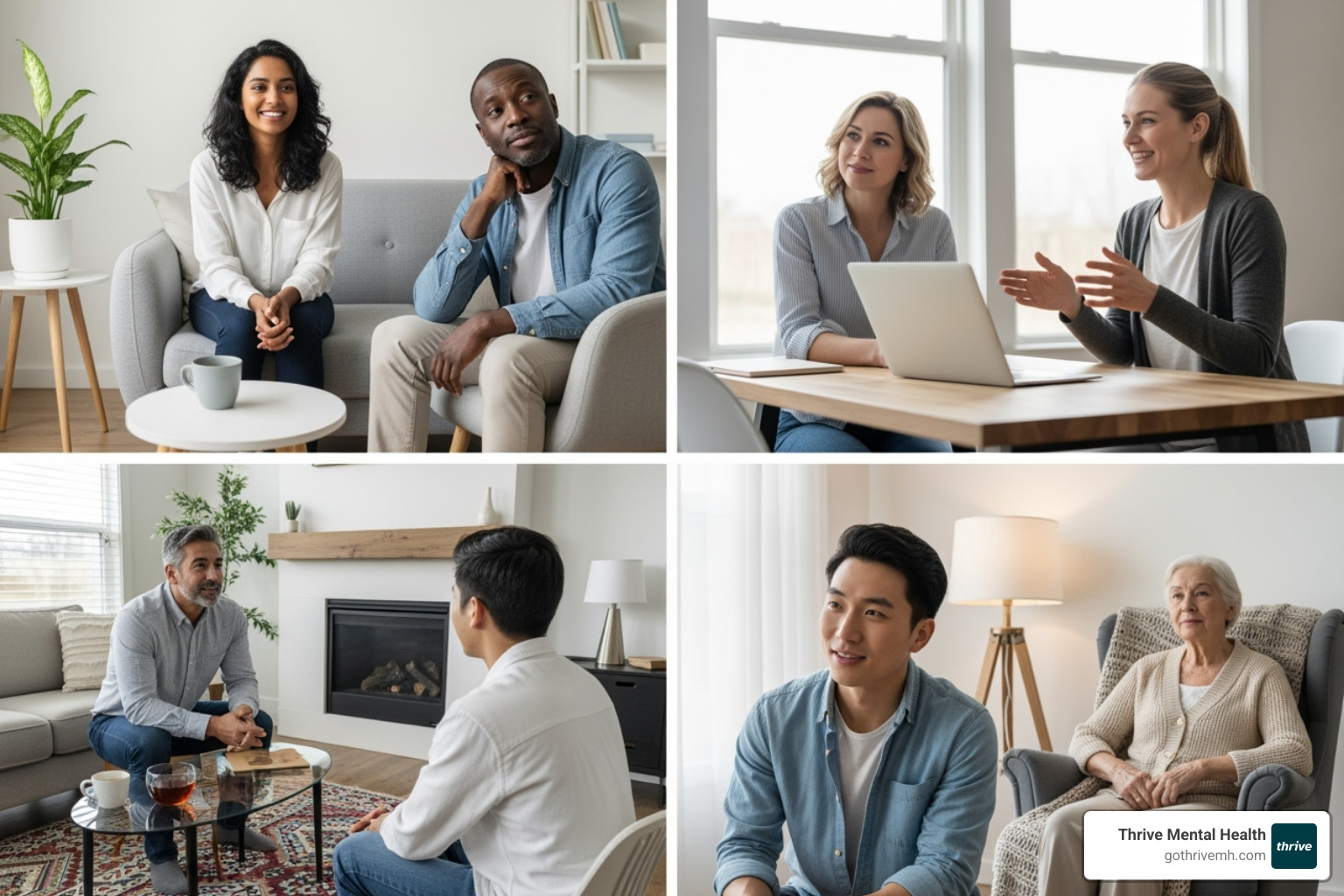 A diverse group of people engaging in a virtual therapy session, showing connection and support - emdr vs cbt for anxiety