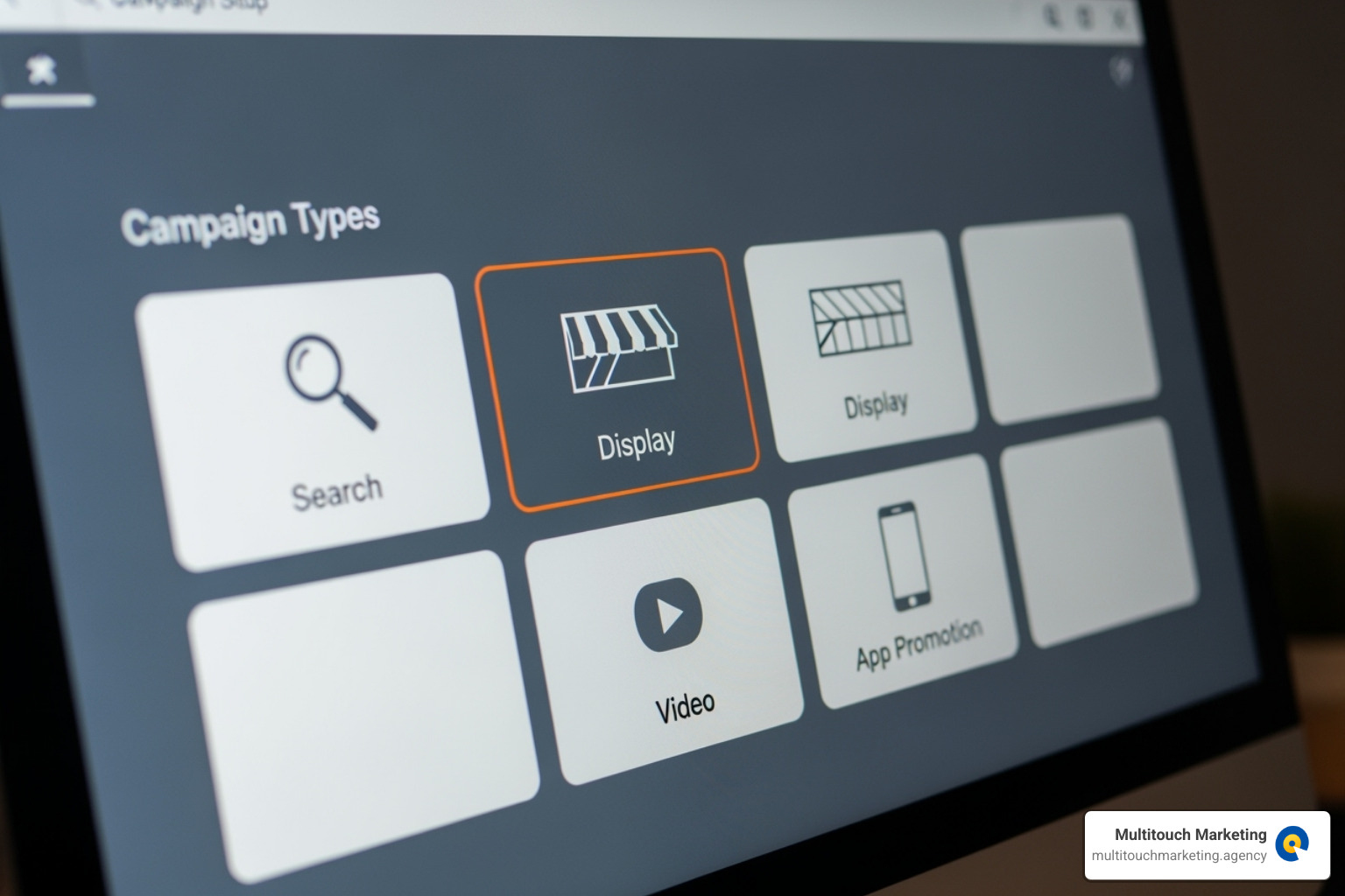 Google Ads campaign type selection screen - PPC campaign setup