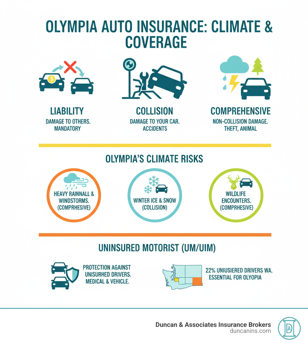 Infographic detailing car insurance coverage types and their importance in Olympia's climate - auto insurance quote olympia wa infographic Infographic detailing car insurance coverage types and their importance in Olympia's climate - auto insurance quote olympia wa infographic