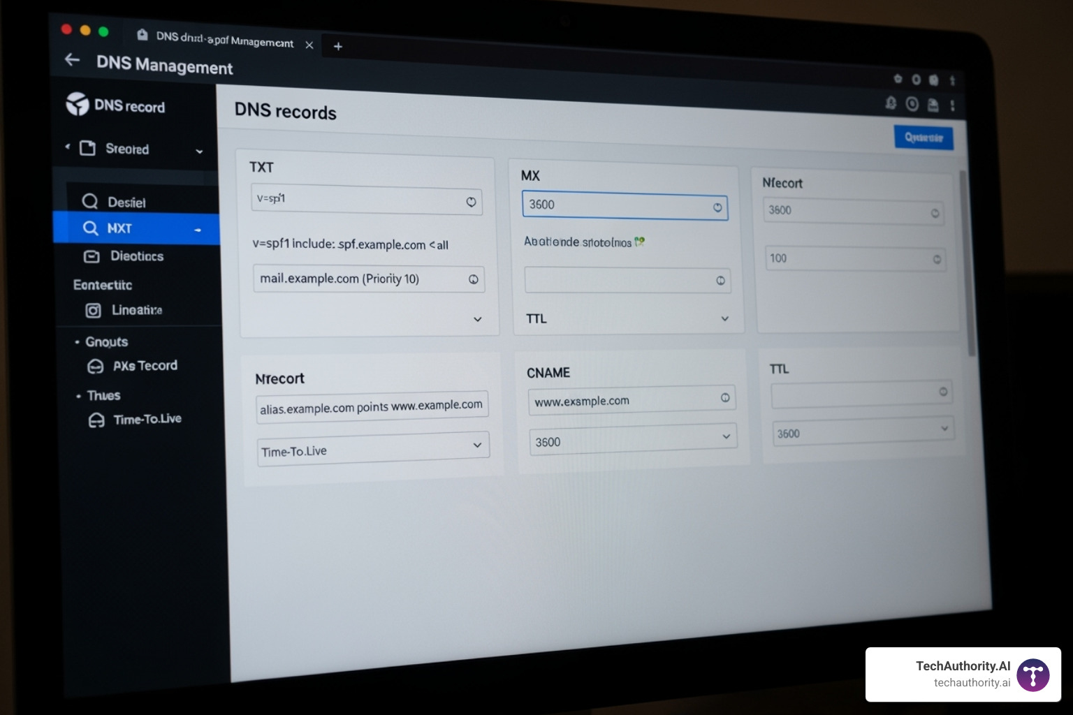 Typical DNS management dashboard showing fields for adding TXT, MX, and CNAME records - clickfunnels email integration Typical DNS management dashboard showing fields for adding TXT, MX, and CNAME records - clickfunnels email integration