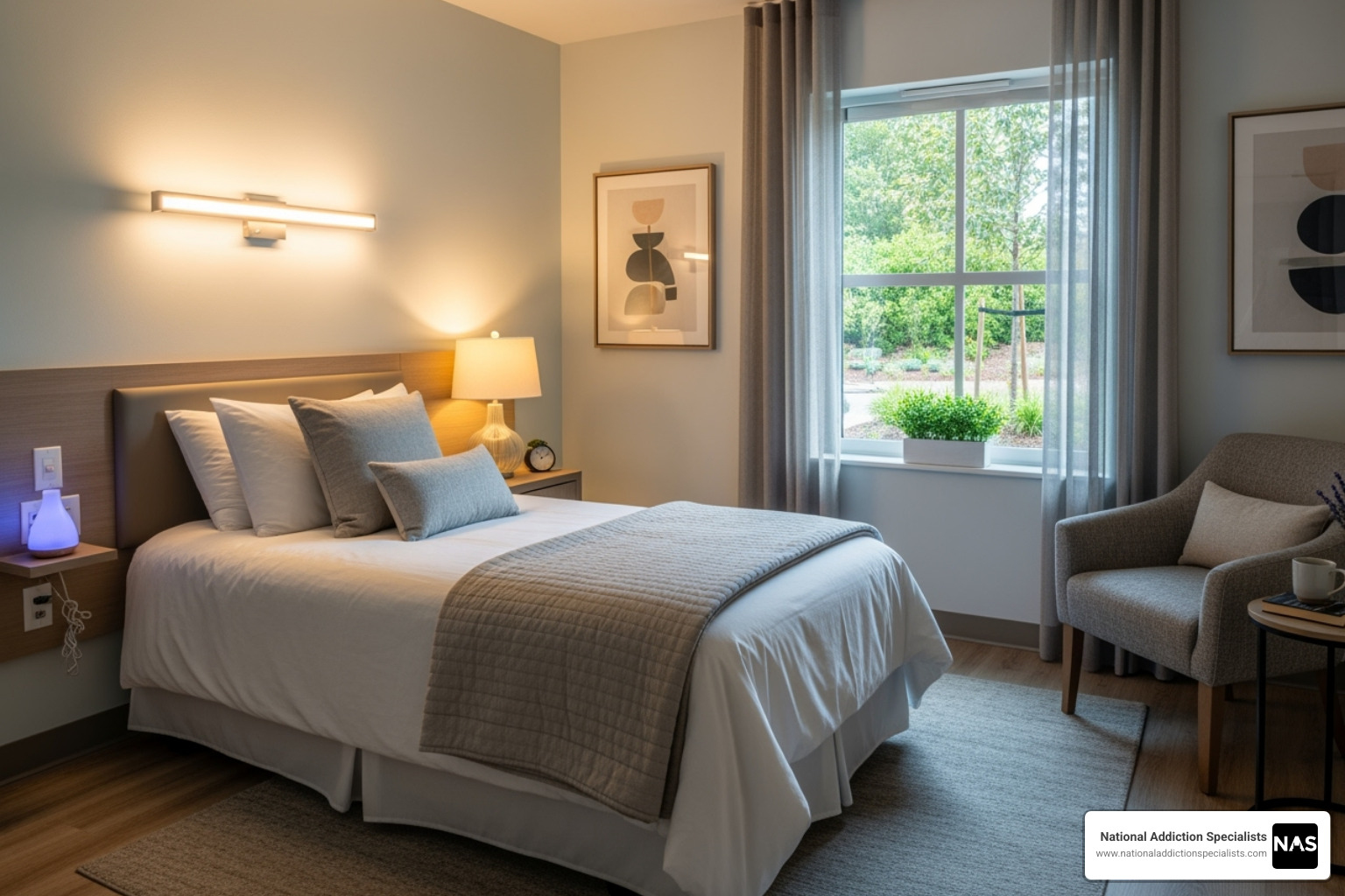 a comfortable, private room in a treatment facility - Brentwood addiction treatment