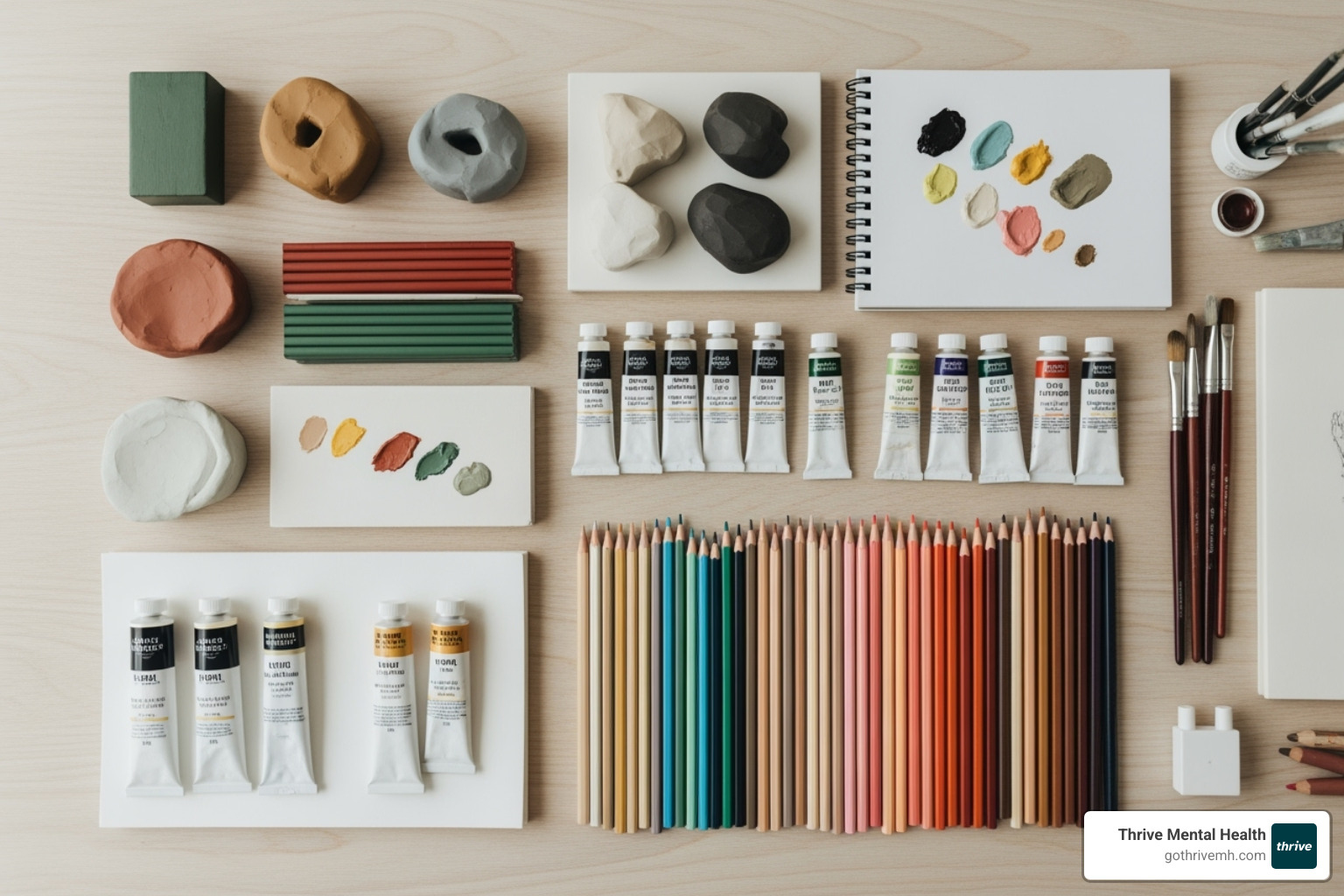 different art materials like clay, paints, and pencils - art therapy for ADHD different art materials like clay, paints, and pencils - art therapy for ADHD
