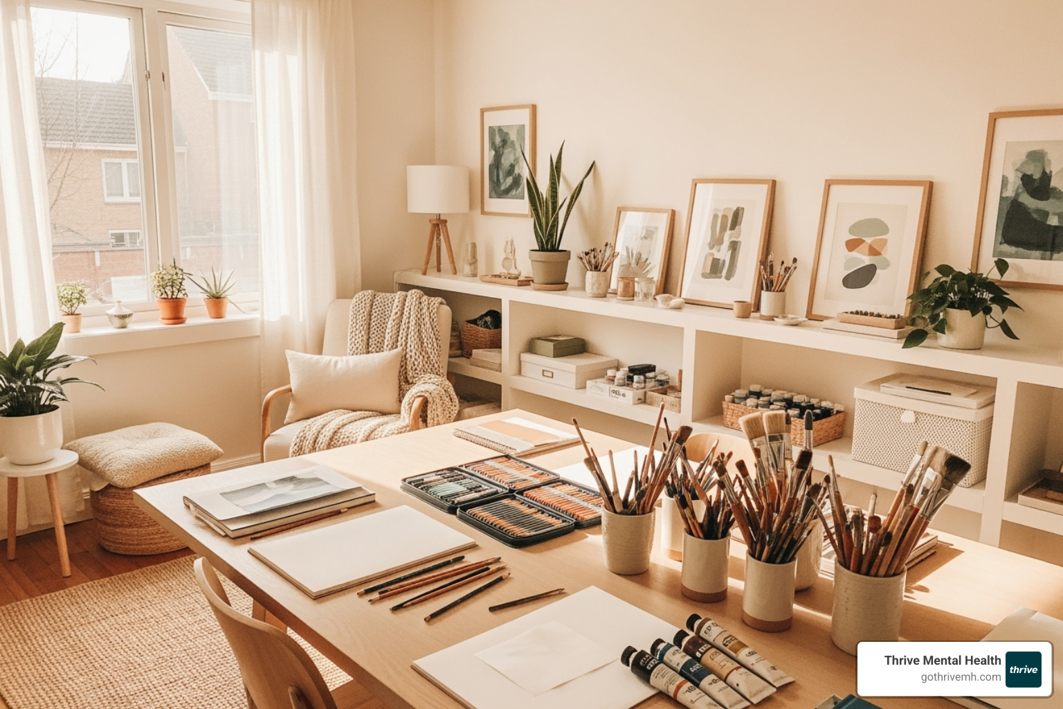 welcoming and calm therapy room with art supplies - art therapy for ADHD welcoming and calm therapy room with art supplies - art therapy for ADHD