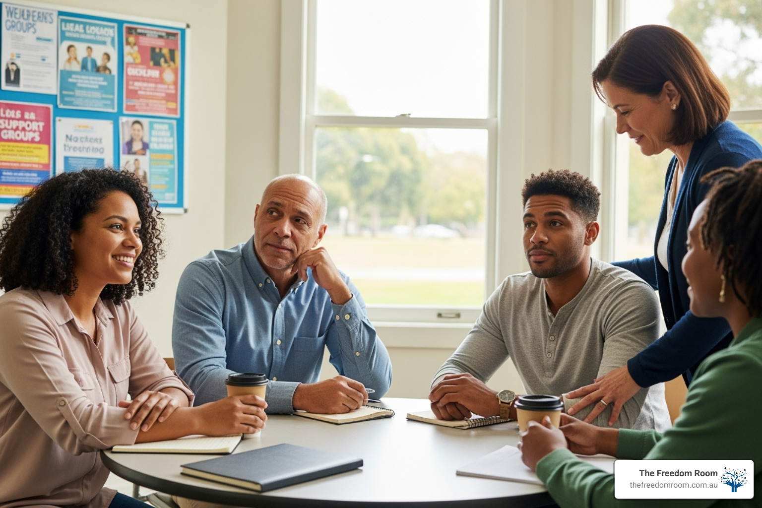 group of people supporting each other in a community setting - Addiction recovery process