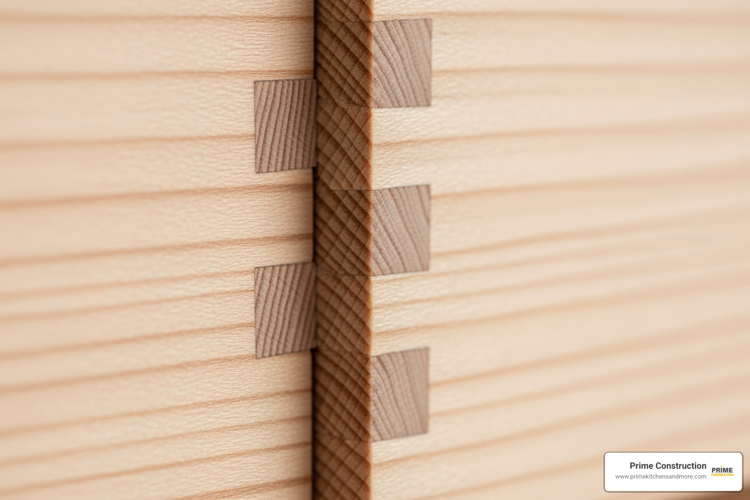 close-up on a dovetail drawer joint - kitchen cabinet distributors apopka