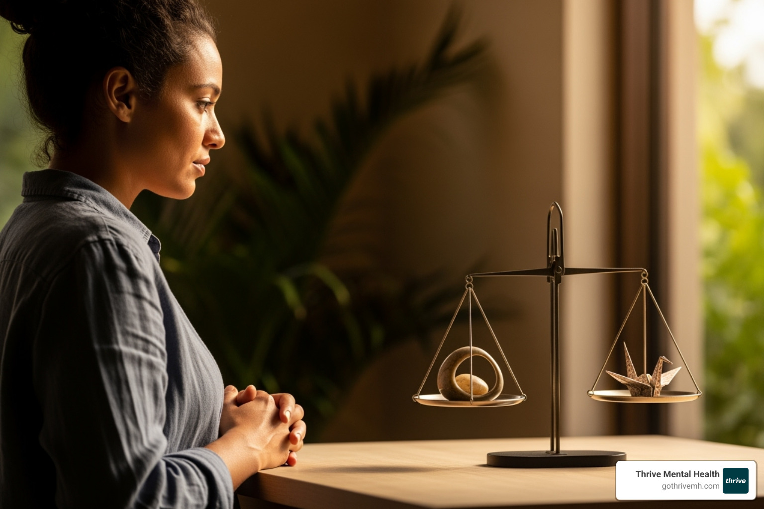 person weighing options on a scale labeled "Free Support" and "Professional Therapy" - online therapy free person weighing options on a scale labeled "Free Support" and "Professional Therapy" - online therapy free