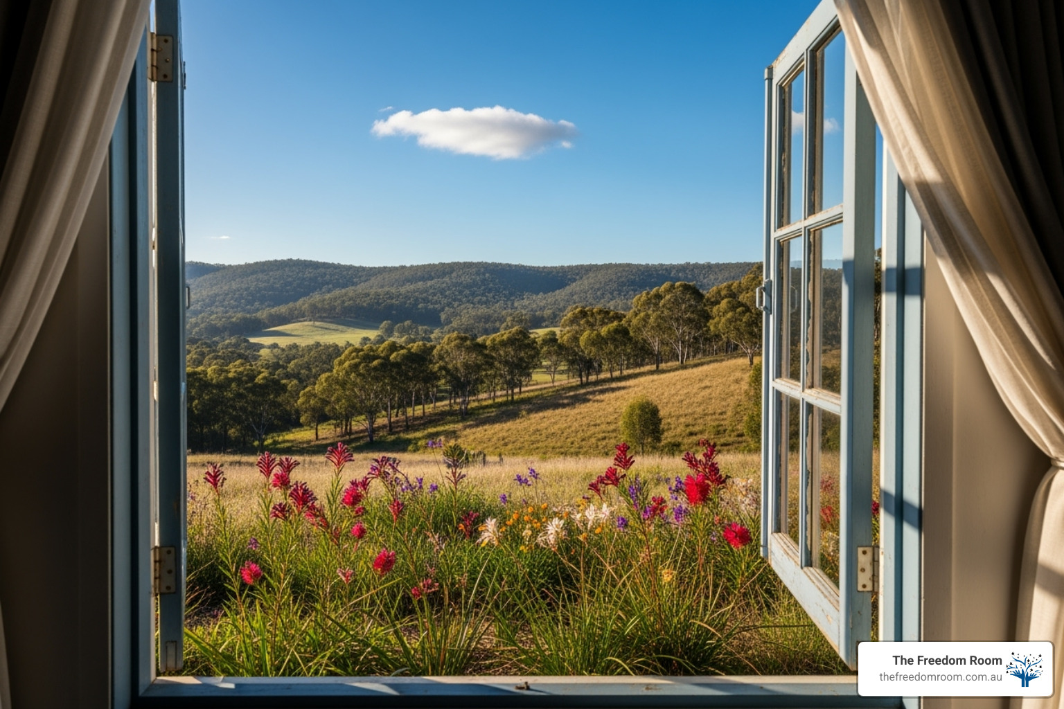 Serene Australian landscape with an open window, symbolising hope and clarity in recovery - long term effects of alcohol on the immune system Serene Australian landscape with an open window, symbolising hope and clarity in recovery - long term effects of alcohol on the immune system