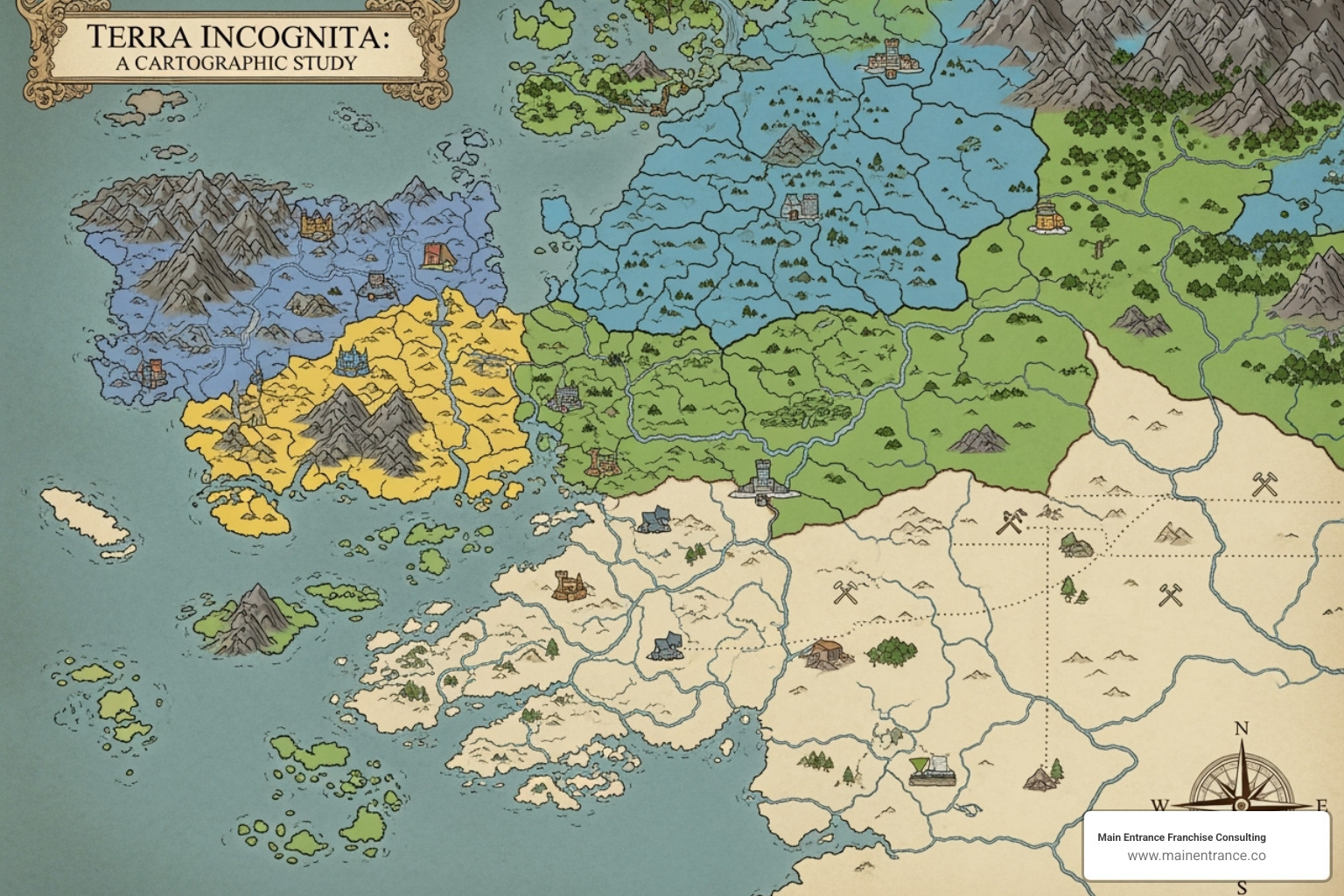 Map showing different levels of territory development - franchise business model example