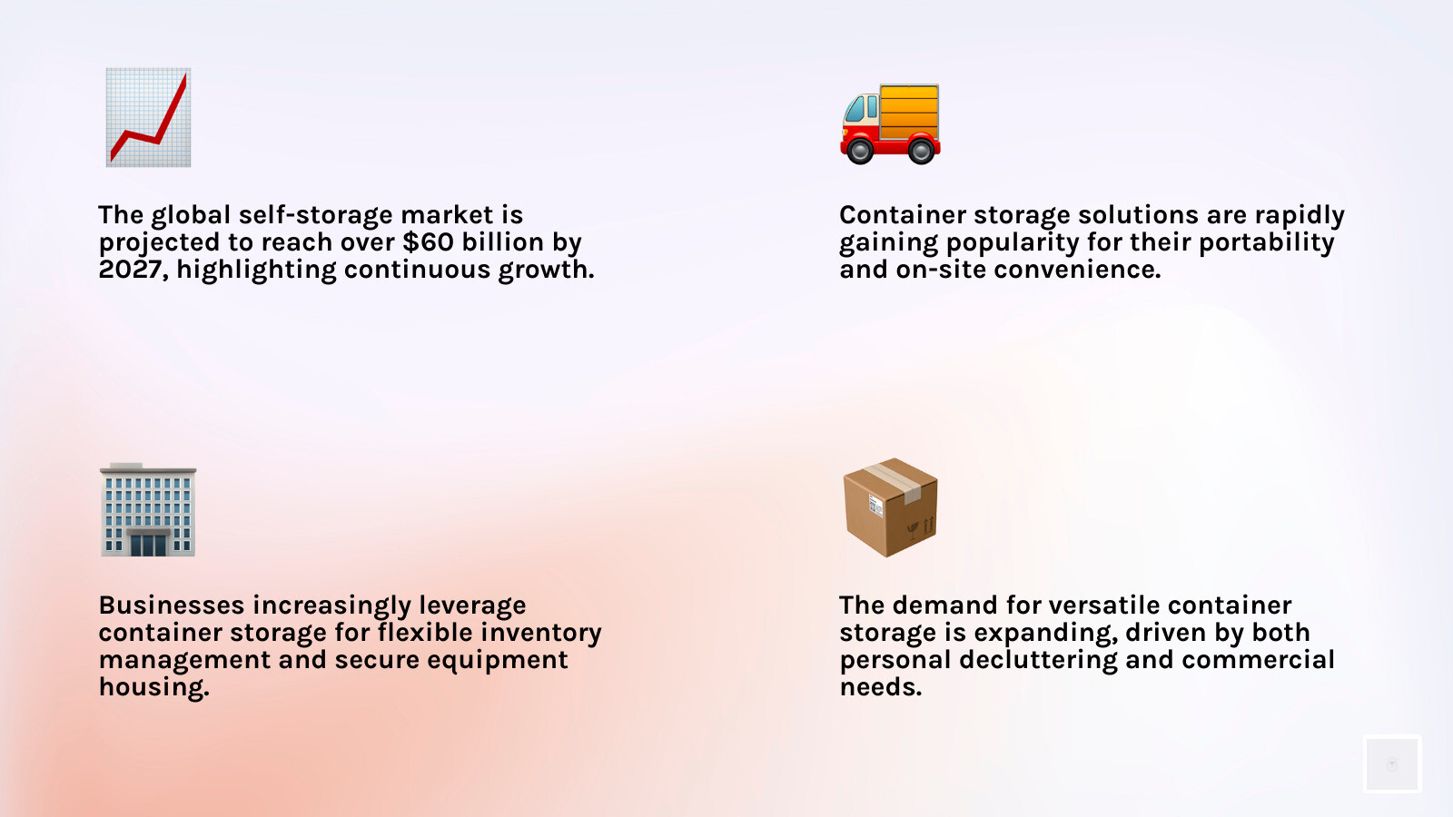 growth of self-storage market and container storage - containers storage infographic 4_facts_emoji_light-gradient