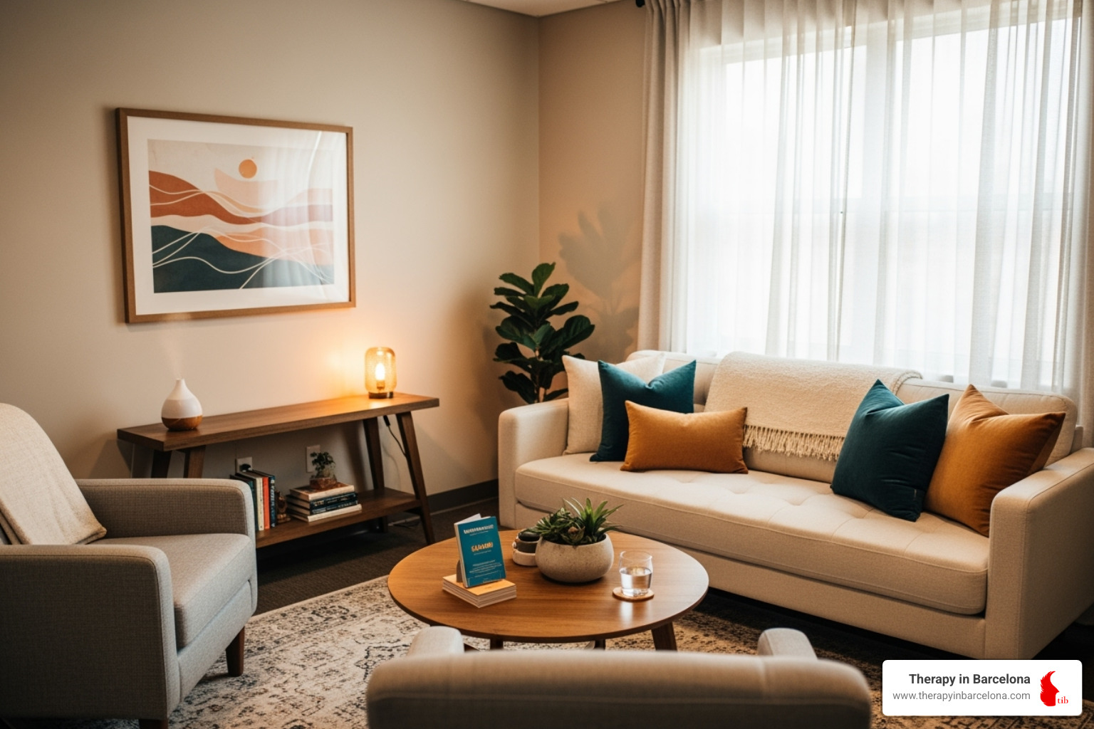 welcoming and professional therapy office - CBT for work stress