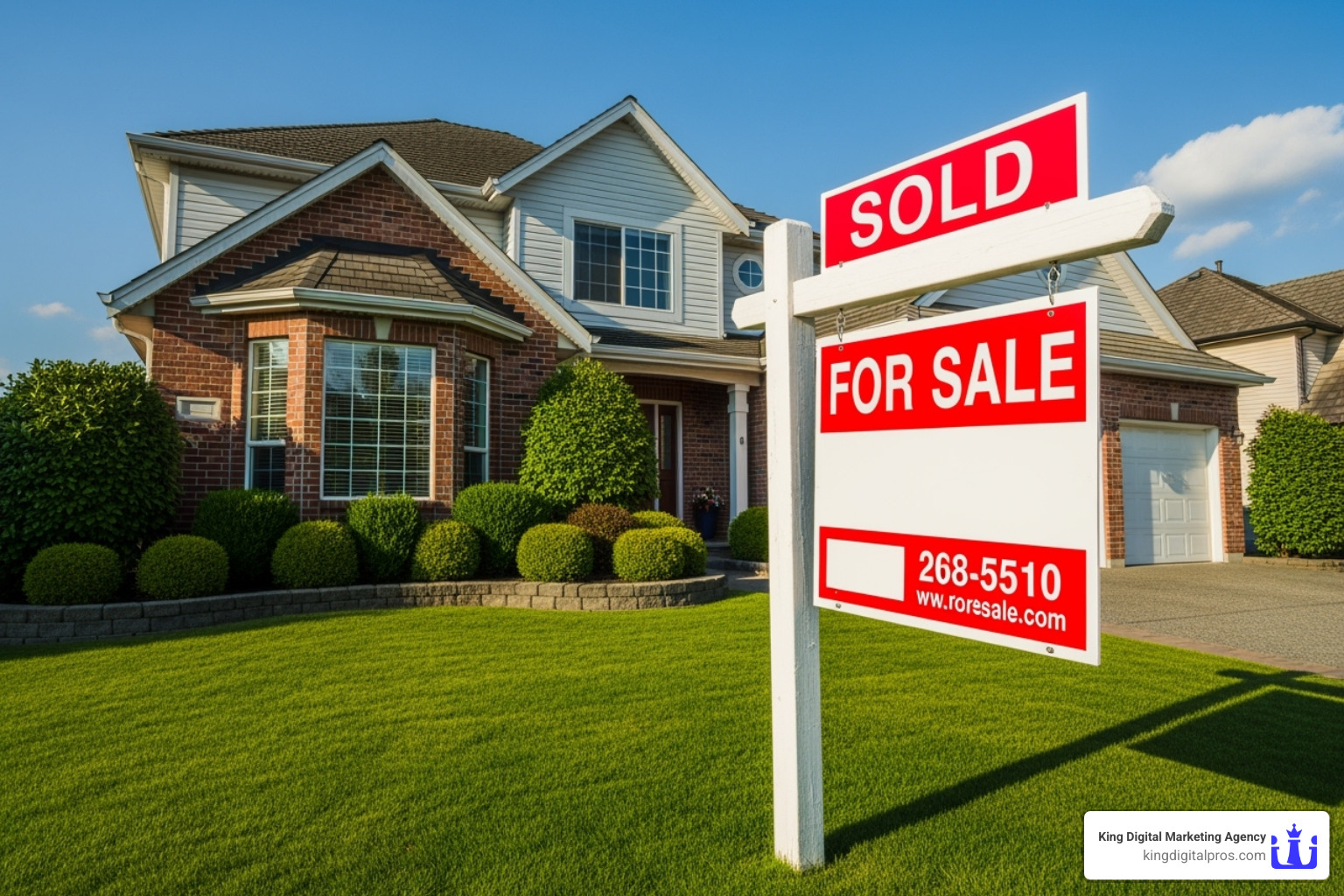 Sold sign over a for sale sign - real estate copywriting