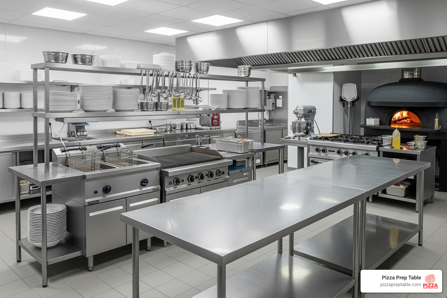 various types of leasable restaurant equipment like pizza ovens, prep tables, and fryers - restaurant equipment leasing companies