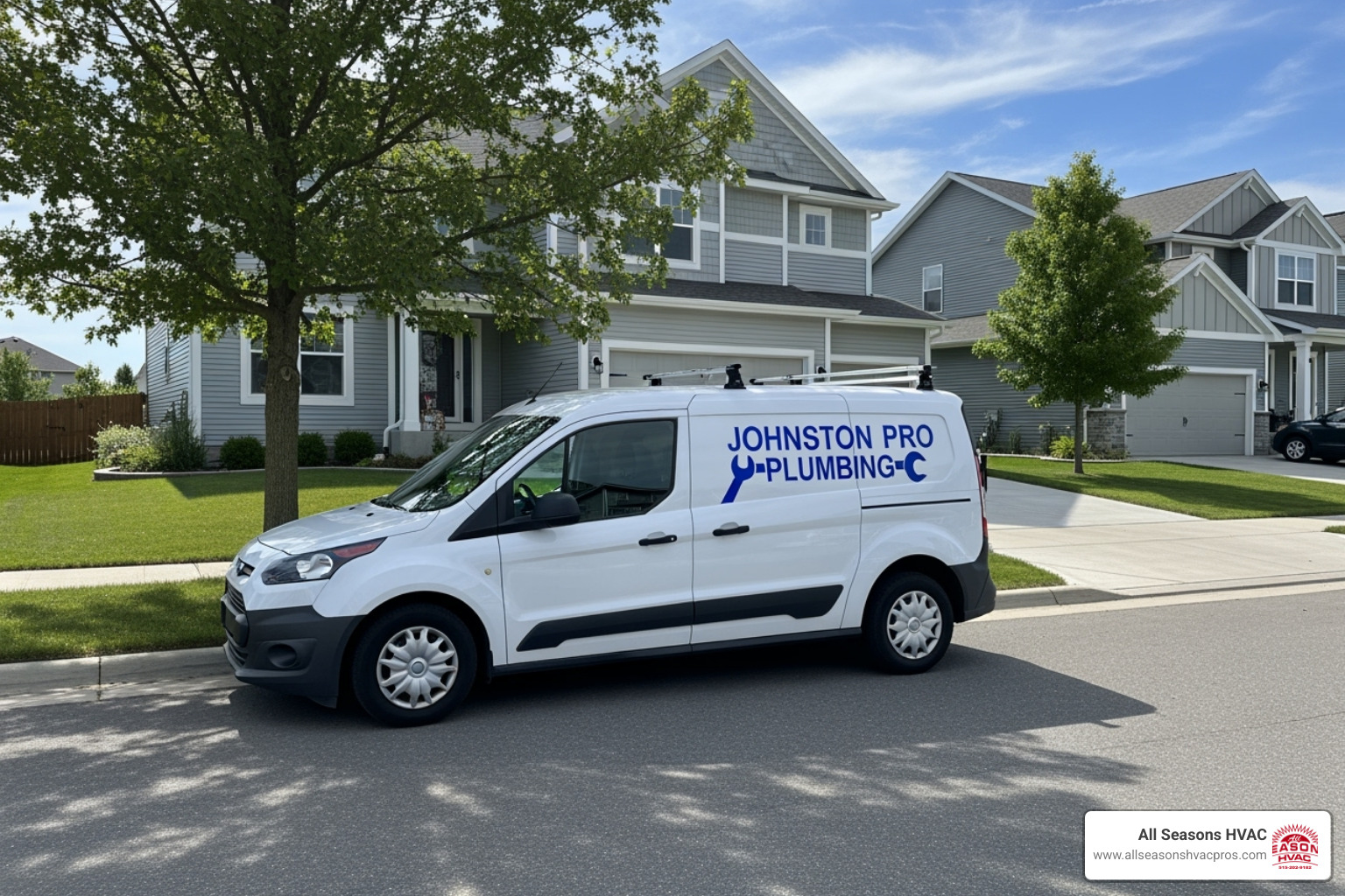 A service van in a suburban Johnston neighborhood - ac repair johnston ia A service van in a suburban Johnston neighborhood - ac repair johnston ia