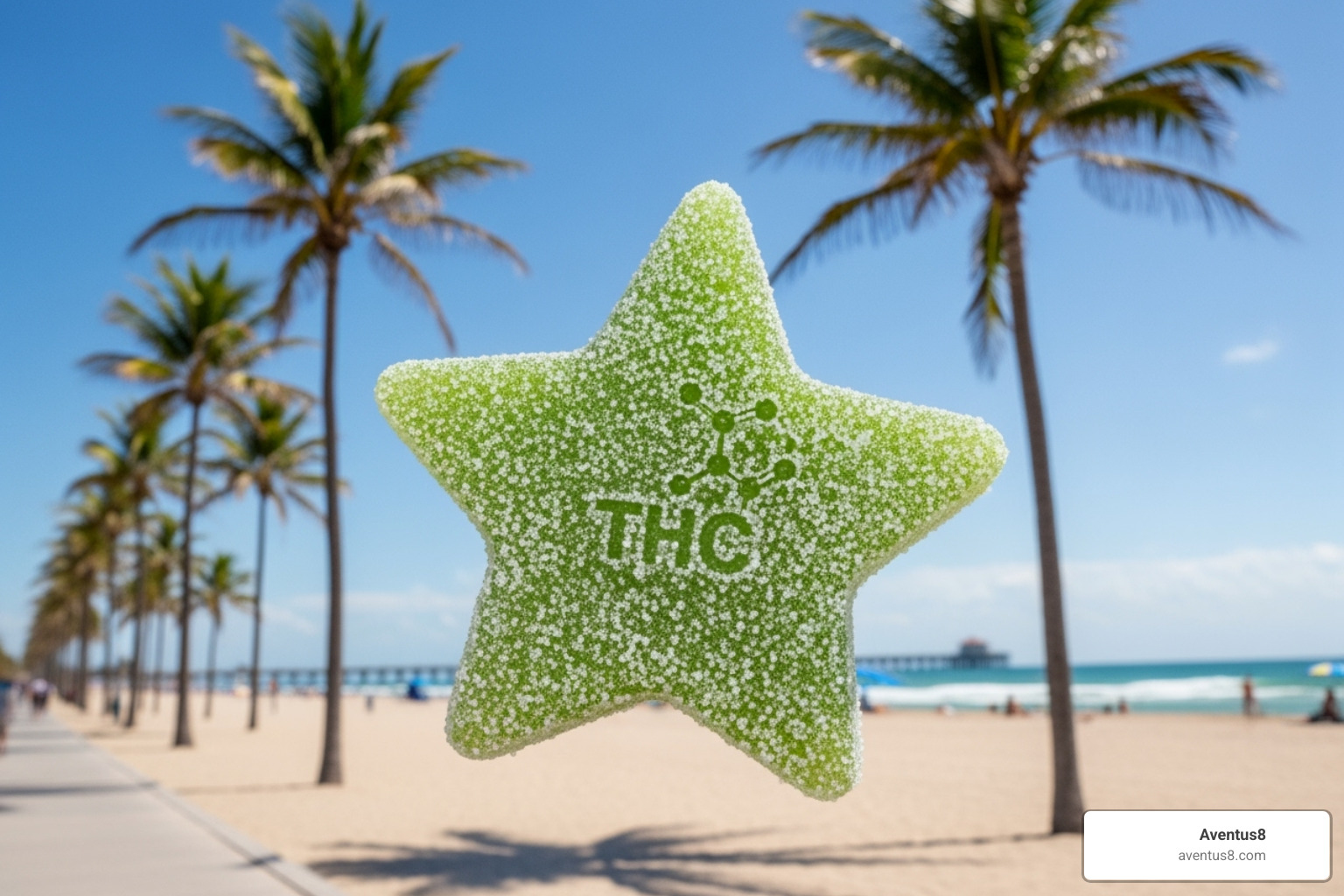 Person browsing THC edibles on a laptop with a Florida-themed background - THC edibles Hollywood FL