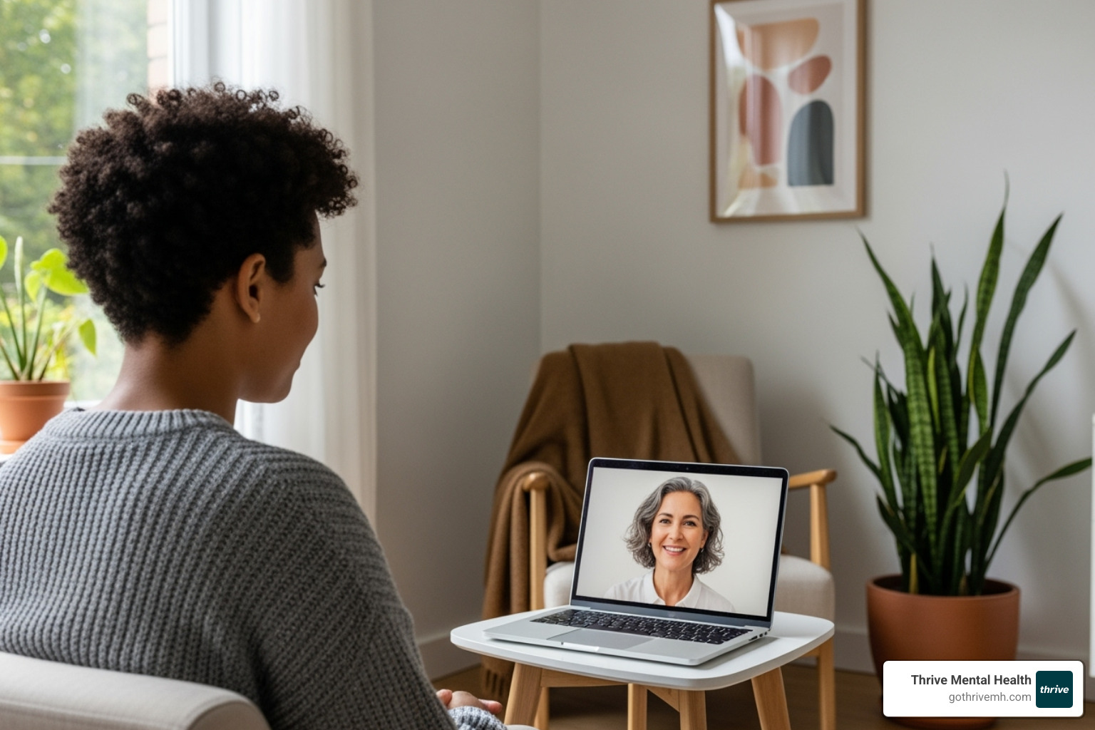A person talking to a therapist on a laptop, emphasizing the accessibility of virtual therapy - what does dialectical behavior therapy treat