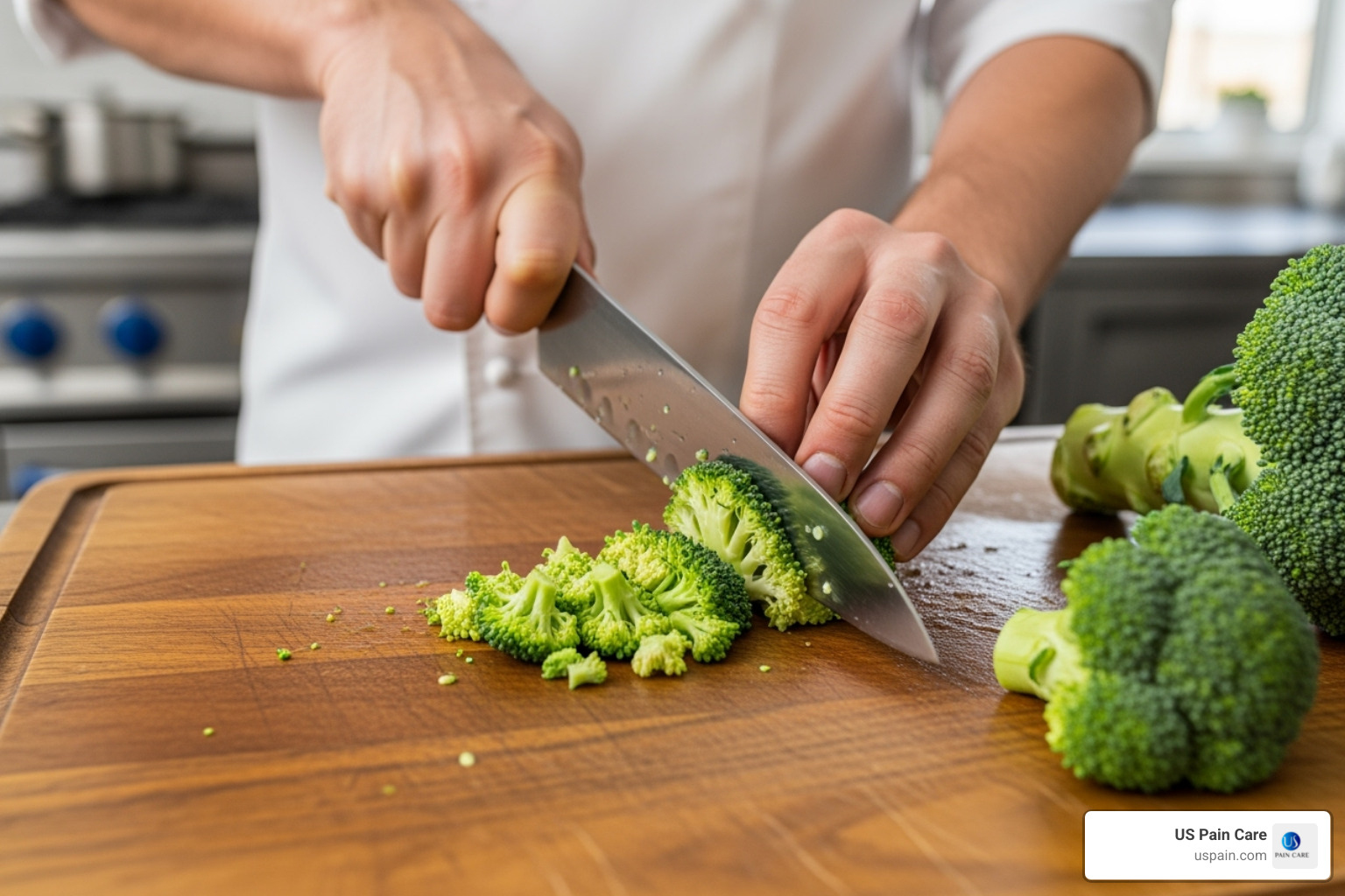A chef's hands preparing fresh broccoli in a kitchen - best anti-inflammatory foods A chef's hands preparing fresh broccoli in a kitchen - best anti-inflammatory foods