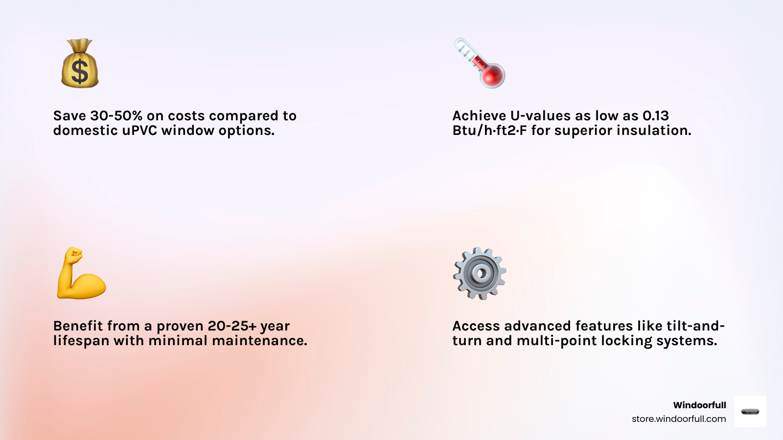 Comprehensive comparison infographic showing imported uPVC windows benefits including cost savings percentages, energy efficiency ratings, durability metrics, customization options, and import process timeline with key quality certifications to look for - imported uPVC windows infographic 4_facts_emoji_light-gradient Comprehensive comparison infographic showing imported uPVC windows benefits including cost savings percentages, energy efficiency ratings, durability metrics, customization options, and import process timeline with key quality certifications to look for - imported uPVC windows infographic 4_facts_emoji_light-gradient