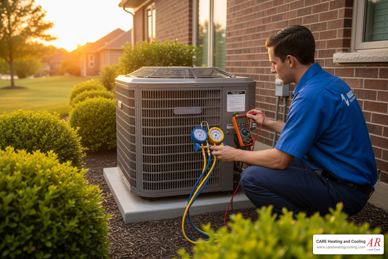 A technician carefully testing a newly installed system - ac installation new albany A technician carefully testing a newly installed system - ac installation new albany
