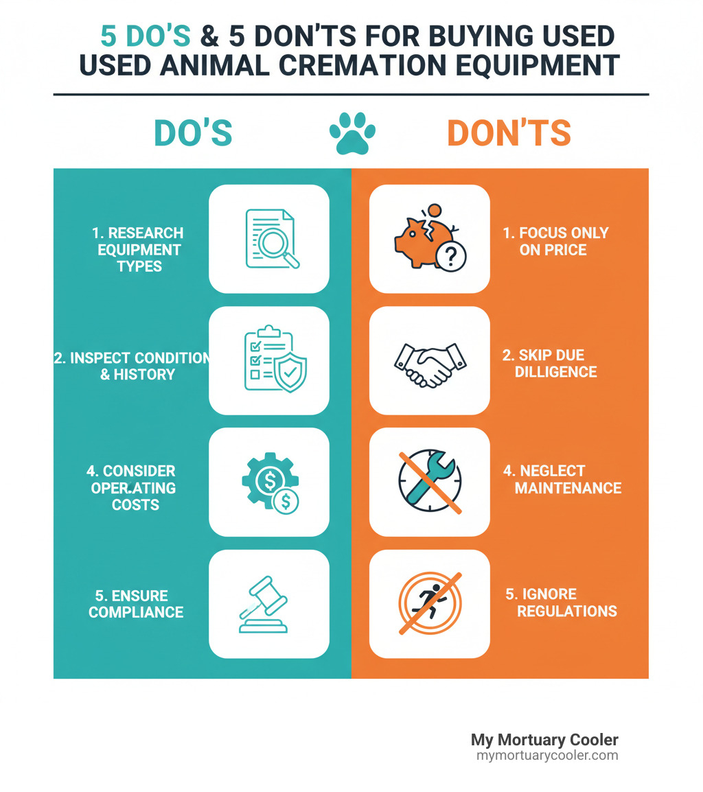 Infographic: 5 Do's and 5 Don'ts for Buying Used Animal Cremation Equipment - used animal cremation equipment for sale infographic 
