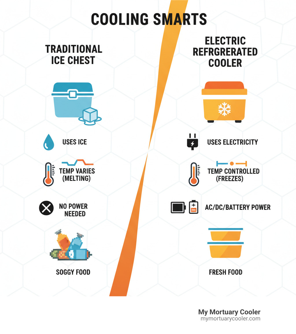 Infographic: Traditional Ice Chest vs. Electric Refrigerated Cooler - refrigerated cooler infographic 