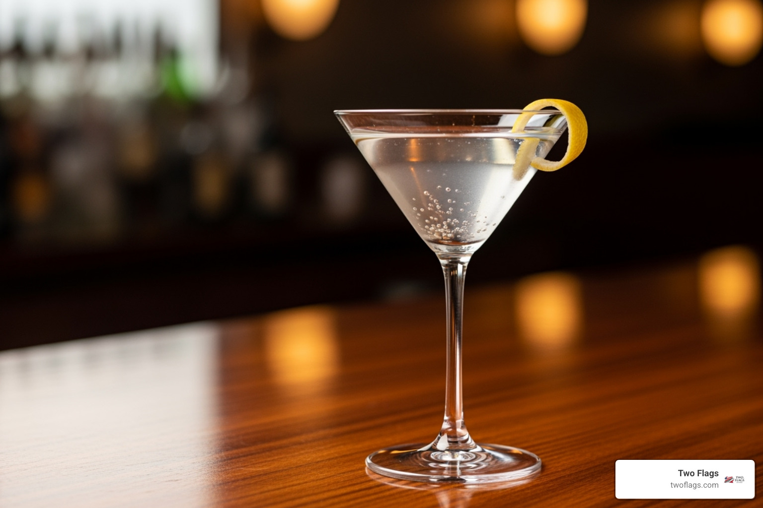 well-crafted, spirit-forward cocktail like a high-proof Two Flags One Spirit martini - 100 proof
