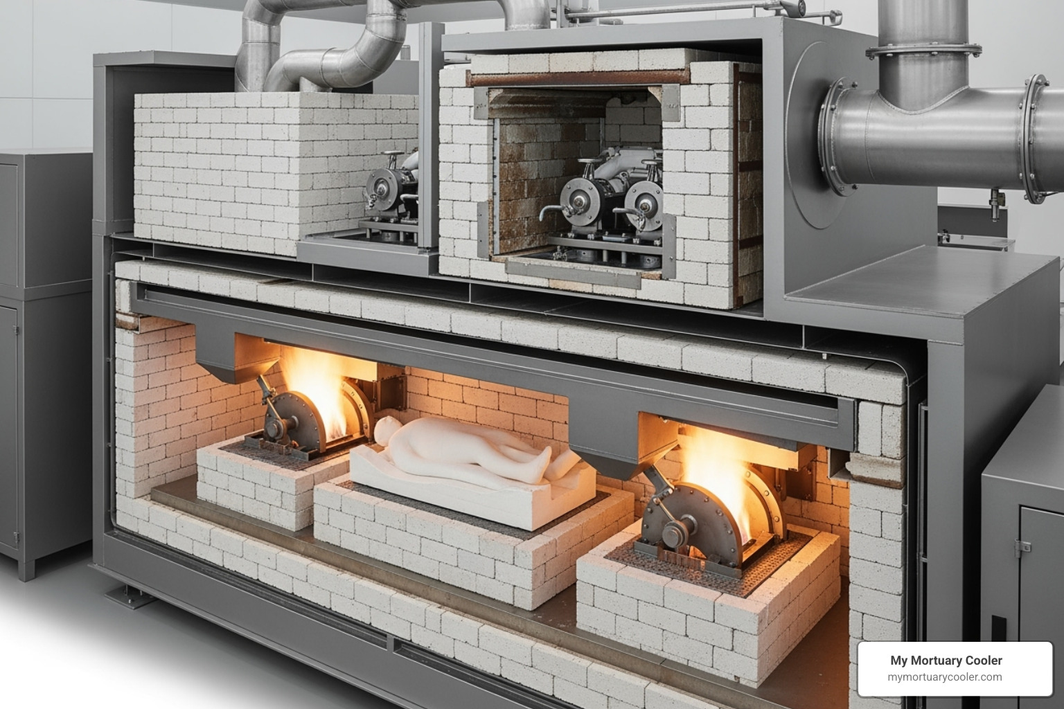 Internal components of a human cremation machine - Human cremation machine