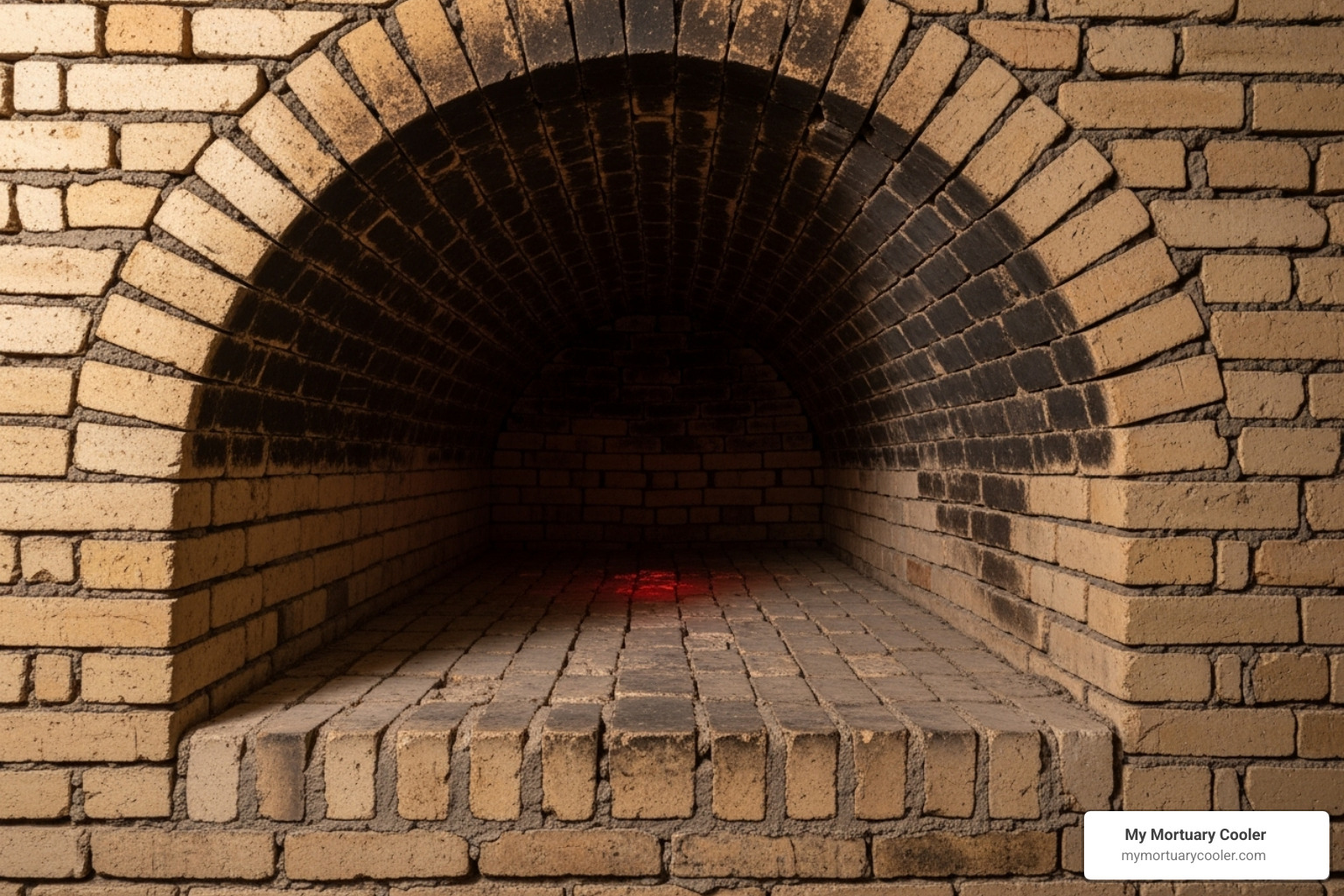 interior of a cremation oven showing refractory brick lining and hearth - oven for cremation