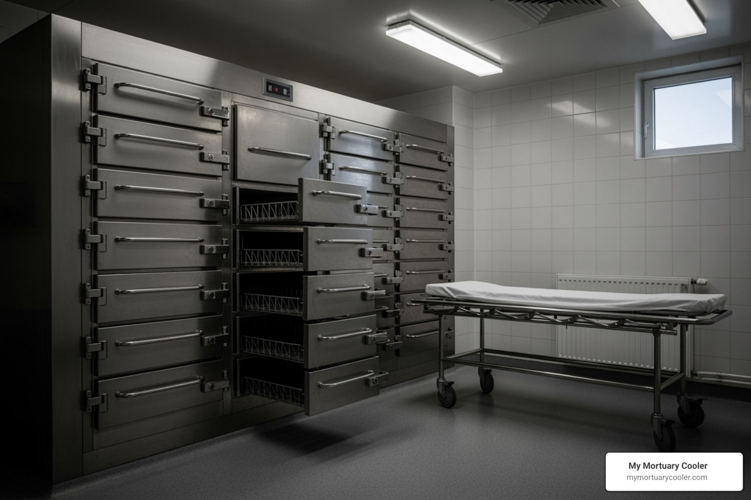 Diagram showing the refrigeration cycle in a mortuary unit - hospital mortuary freezer