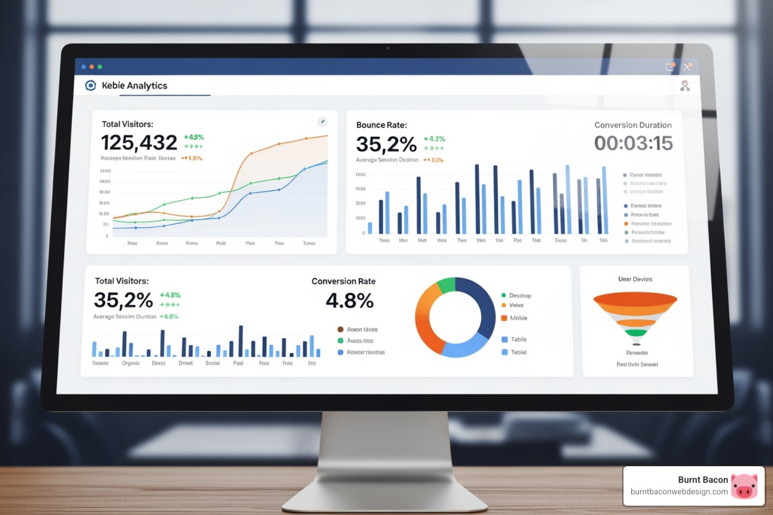 A dashboard showing website analytics and KPIs, demonstrating the measurement of website success - Utah website development