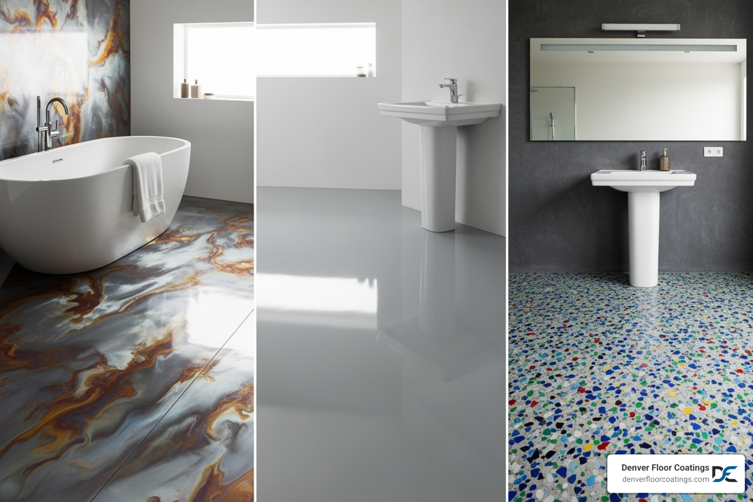 different epoxy floor designs including metallic, solid color, and flake finishes - epoxy bathroom floors different epoxy floor designs including metallic, solid color, and flake finishes - epoxy bathroom floors