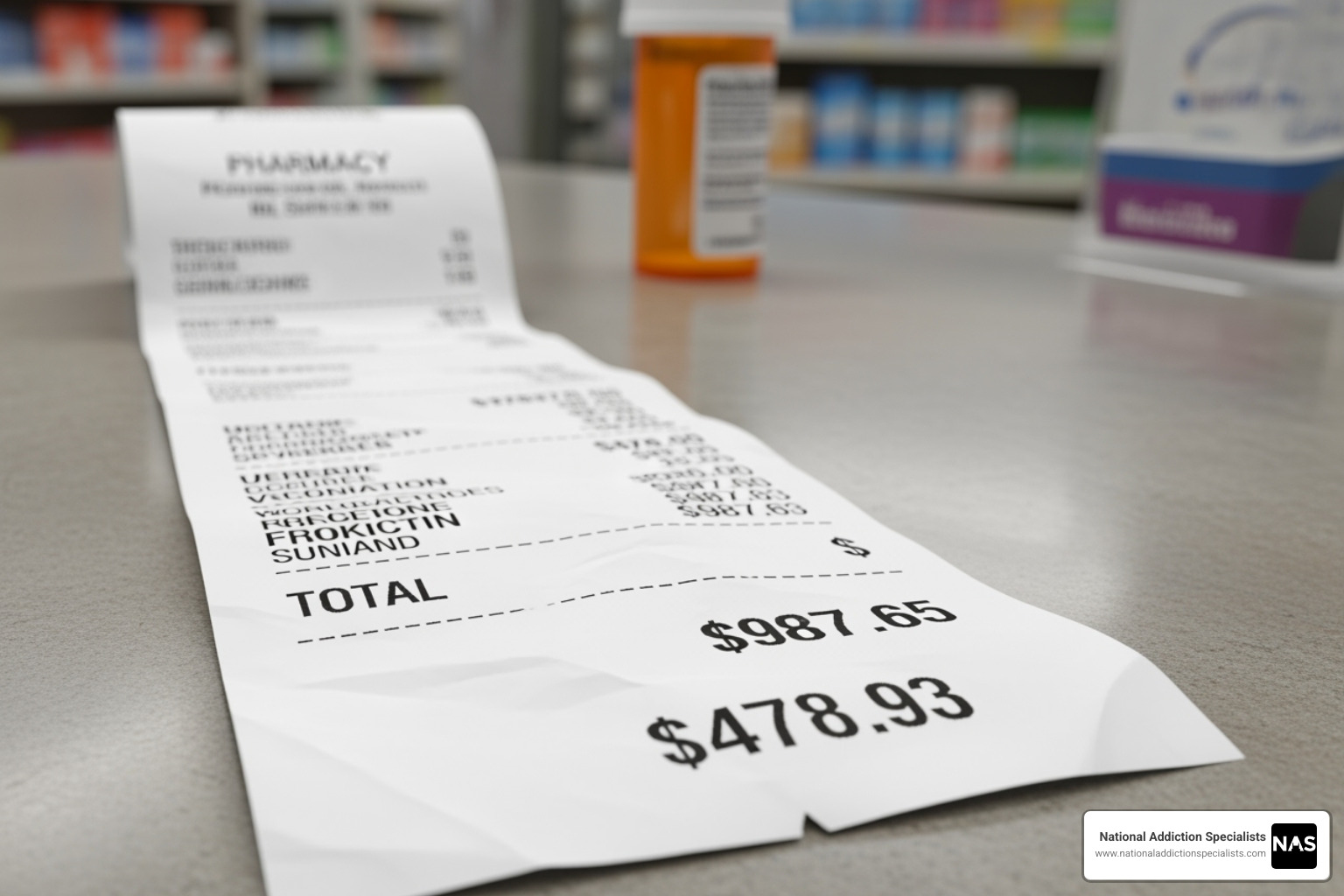 A high-priced pharmacy receipt for Suboxone - Low cost Suboxone A high-priced pharmacy receipt for Suboxone - Low cost Suboxone