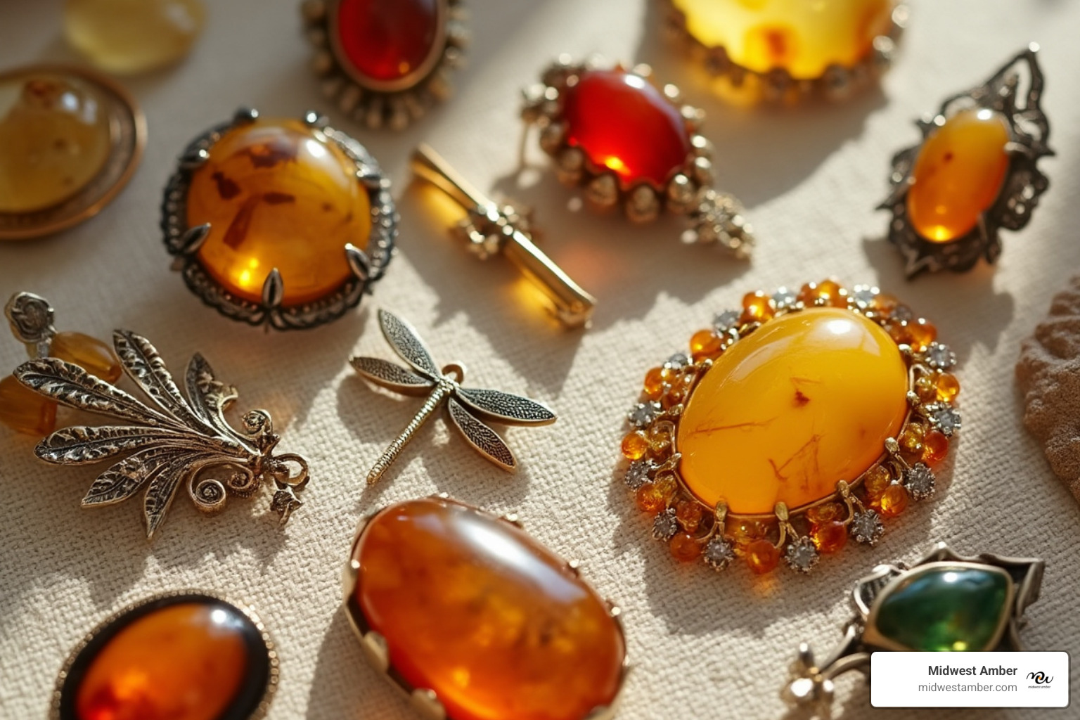 variety of amber colors and motifs in brooches - amber brooch