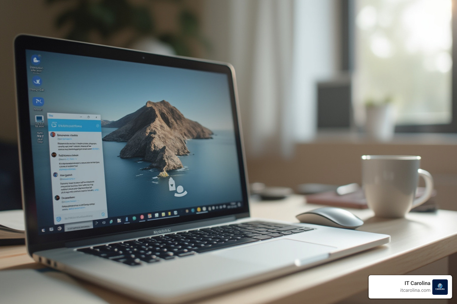 chat window between a user and a tech with a remote cursor visible on the desktop - online pc support services