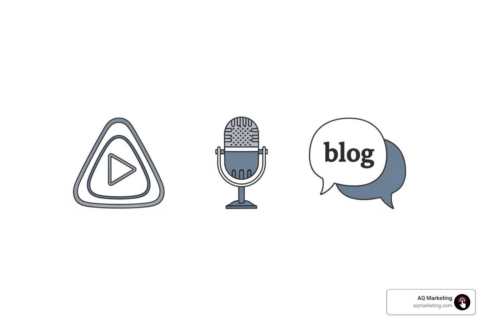 video podcast blog icons - content marketing for insurance companies