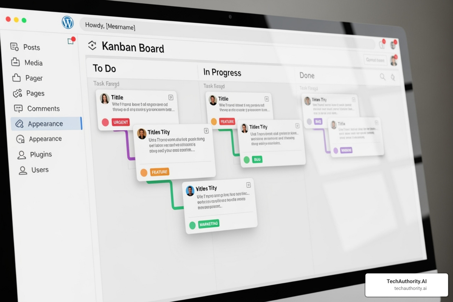 A customized Kanban board within WordPress - WordPress project management tools A customized Kanban board within WordPress - WordPress project management tools