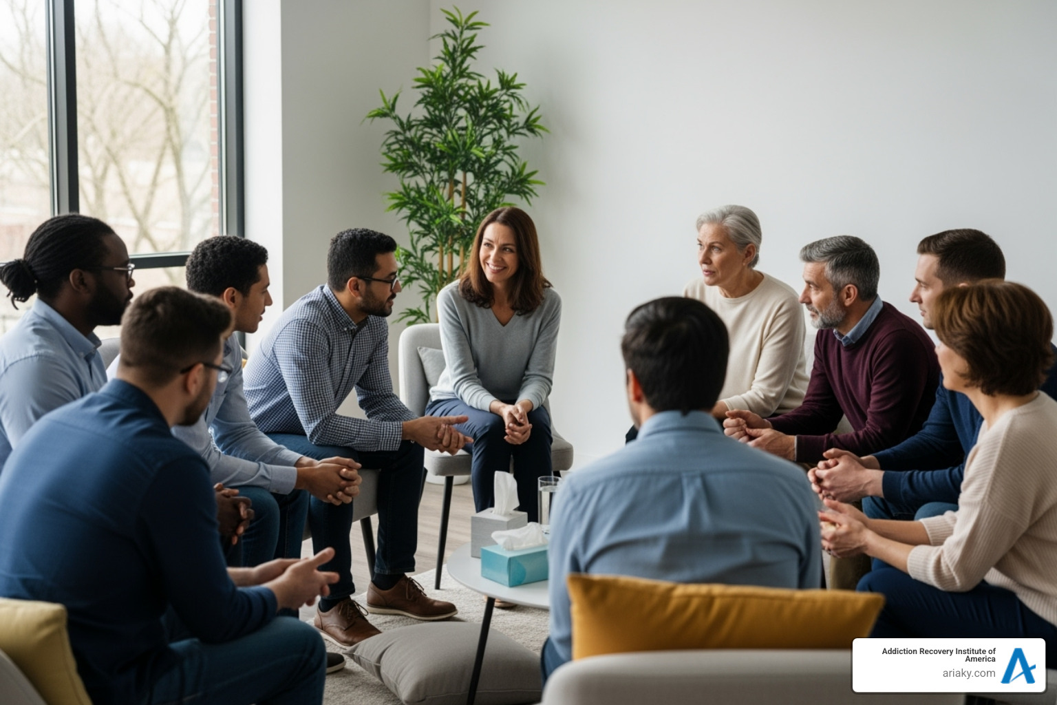 diverse group therapy session - Outpatient drug rehab diverse group therapy session - Outpatient drug rehab