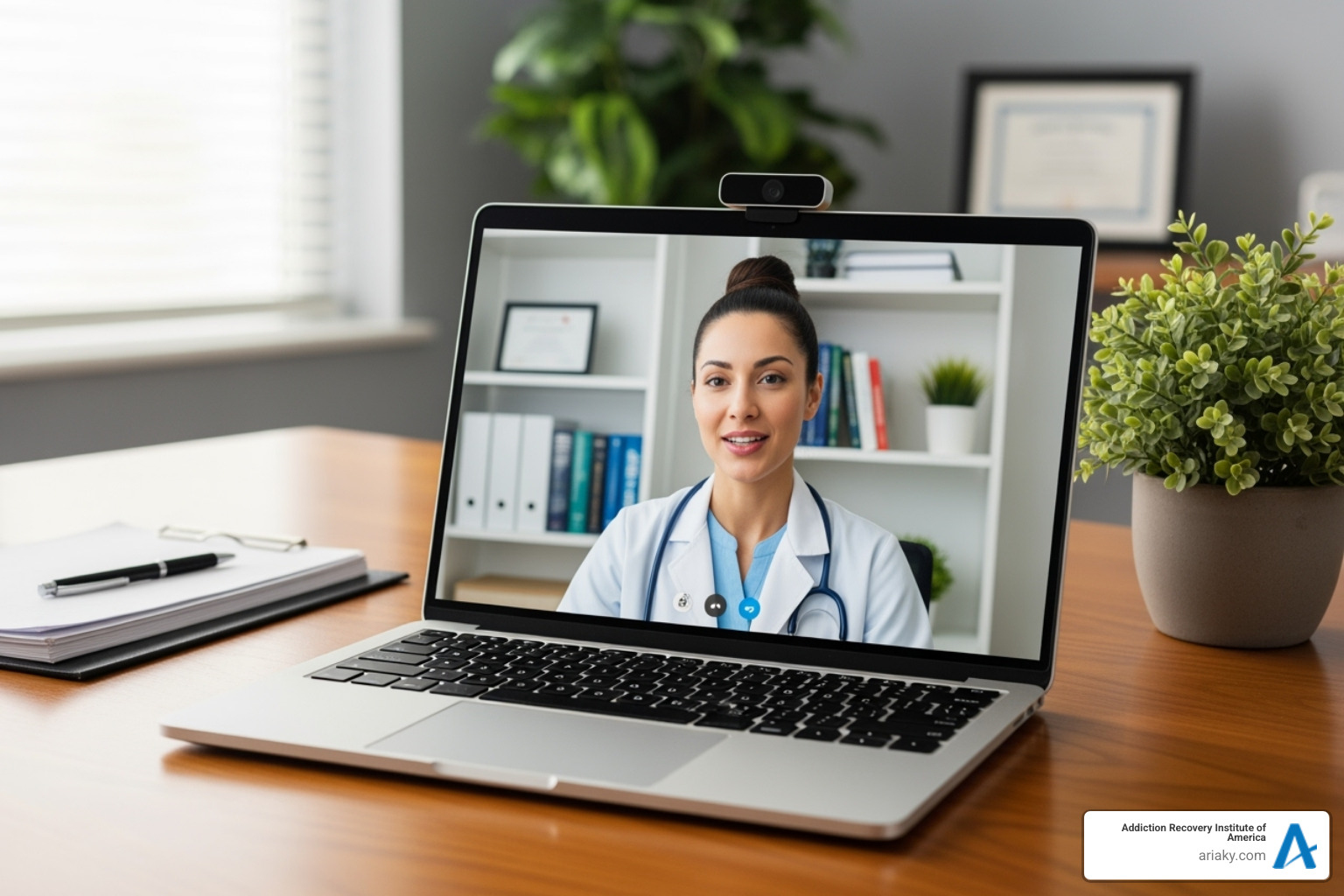 Telehealth platform on a laptop - Outpatient drug rehab Telehealth platform on a laptop - Outpatient drug rehab